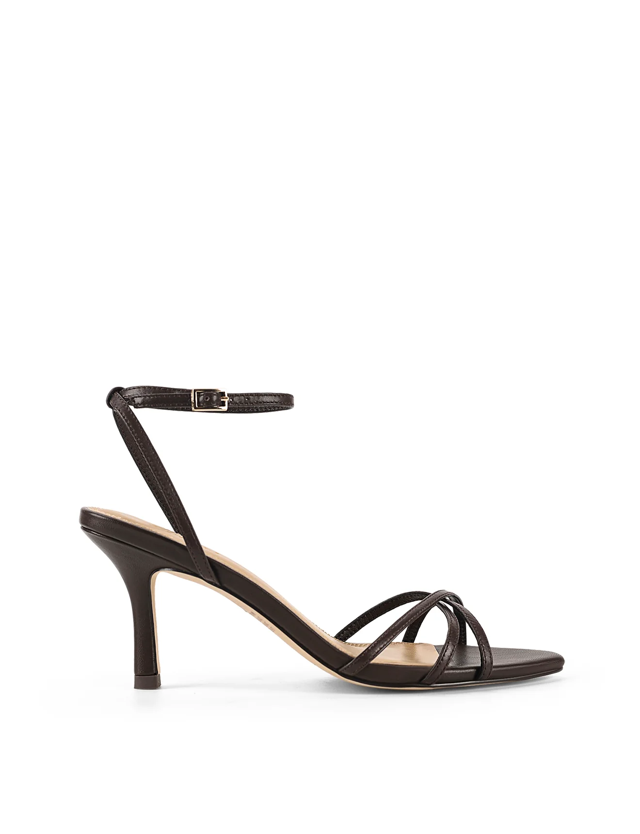 Madison Point Toe Strappy Heel - Chocolate Brown Leather