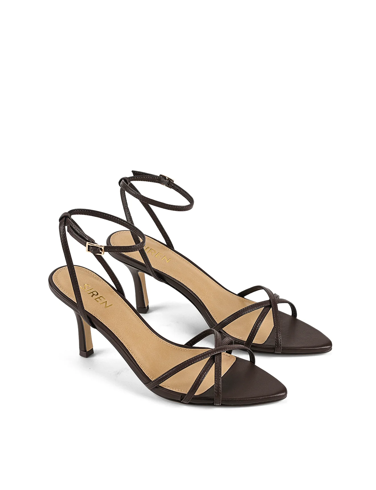 Madison Point Toe Strappy Heel - Chocolate Brown Leather - Image 2