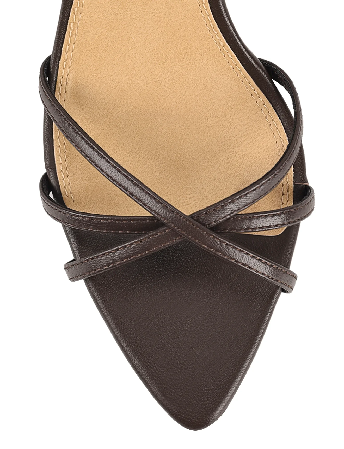 Madison Point Toe Strappy Heel - Chocolate Brown Leather - Image 4