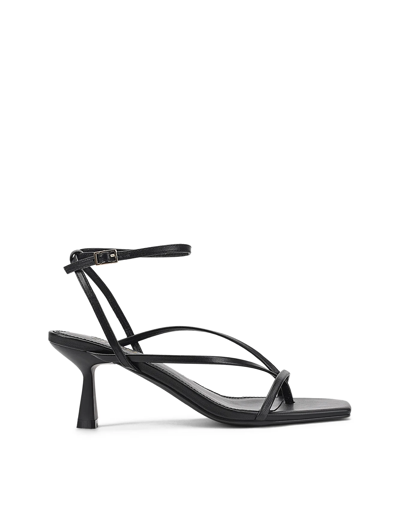 Sabrina Strappy Heels - Black Leather