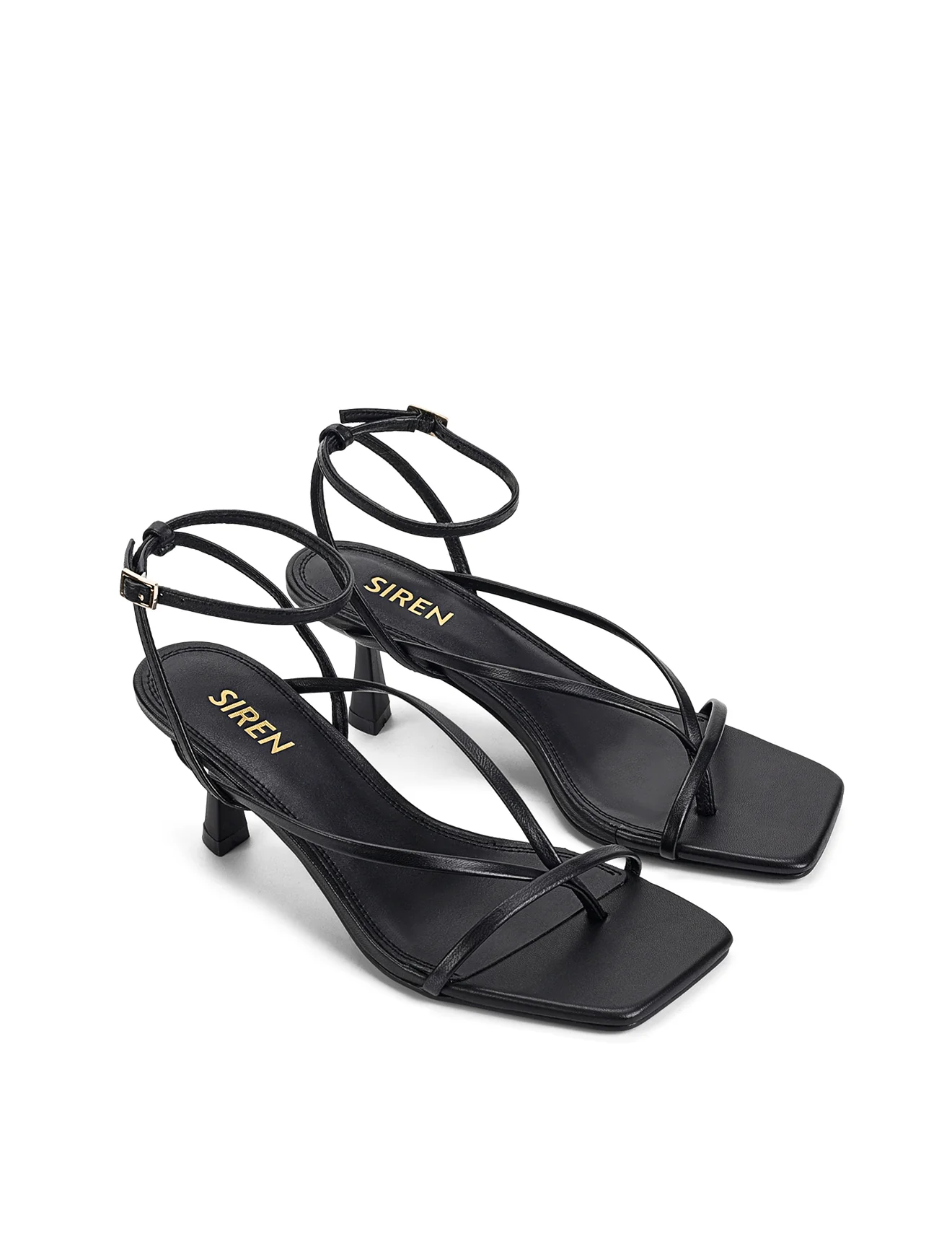 Sabrina Strappy Heels - Black Leather - Image 2