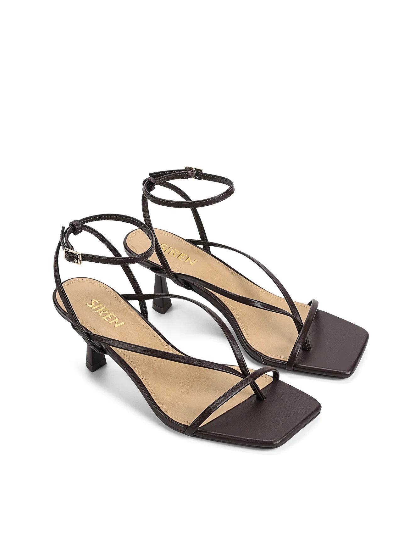 Sabrina Strappy Heels - Chocolate Brown Leather - Image 2