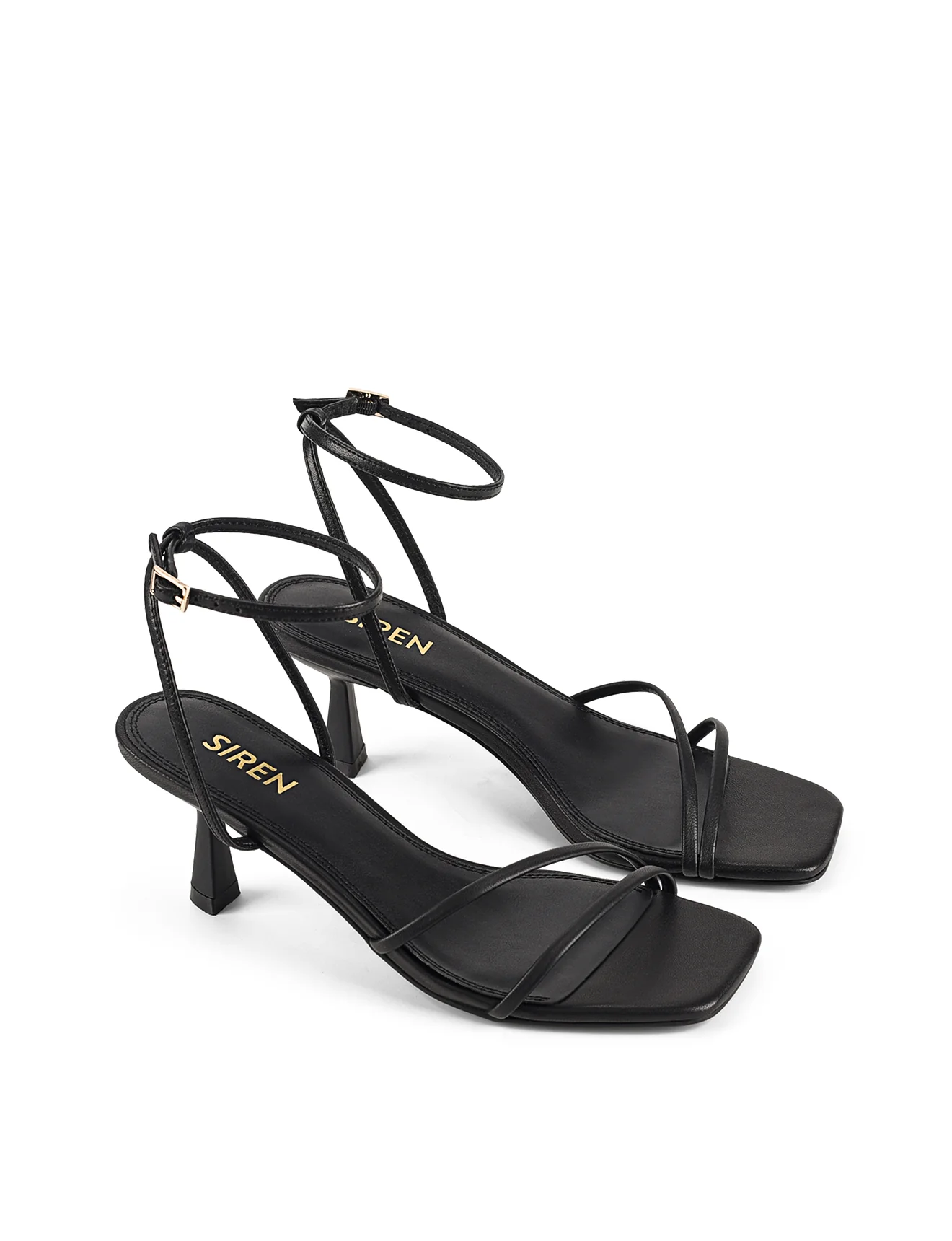Saffron Strappy Heels - Black Leather - Image 3