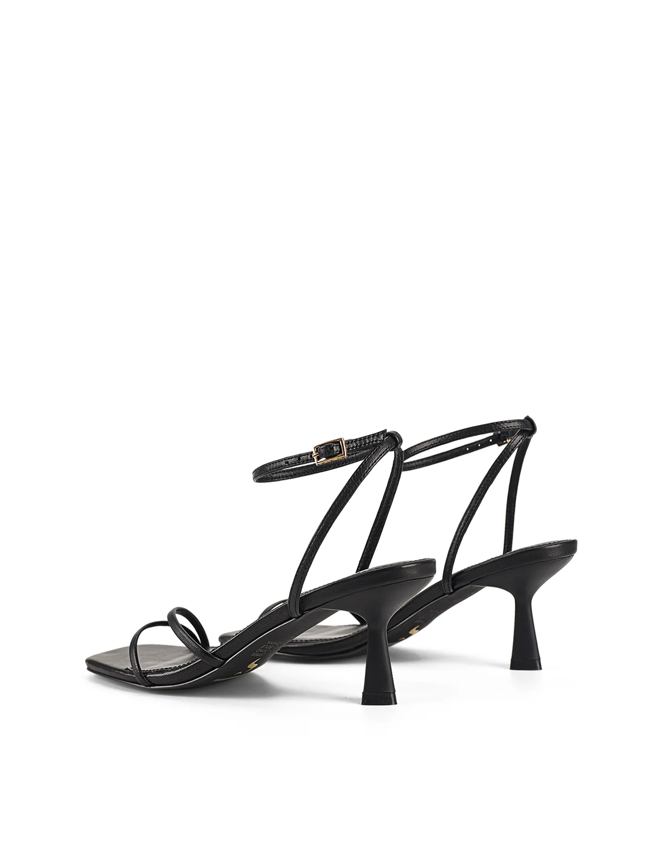 Saffron Strappy Heels - Black Leather - Image 4