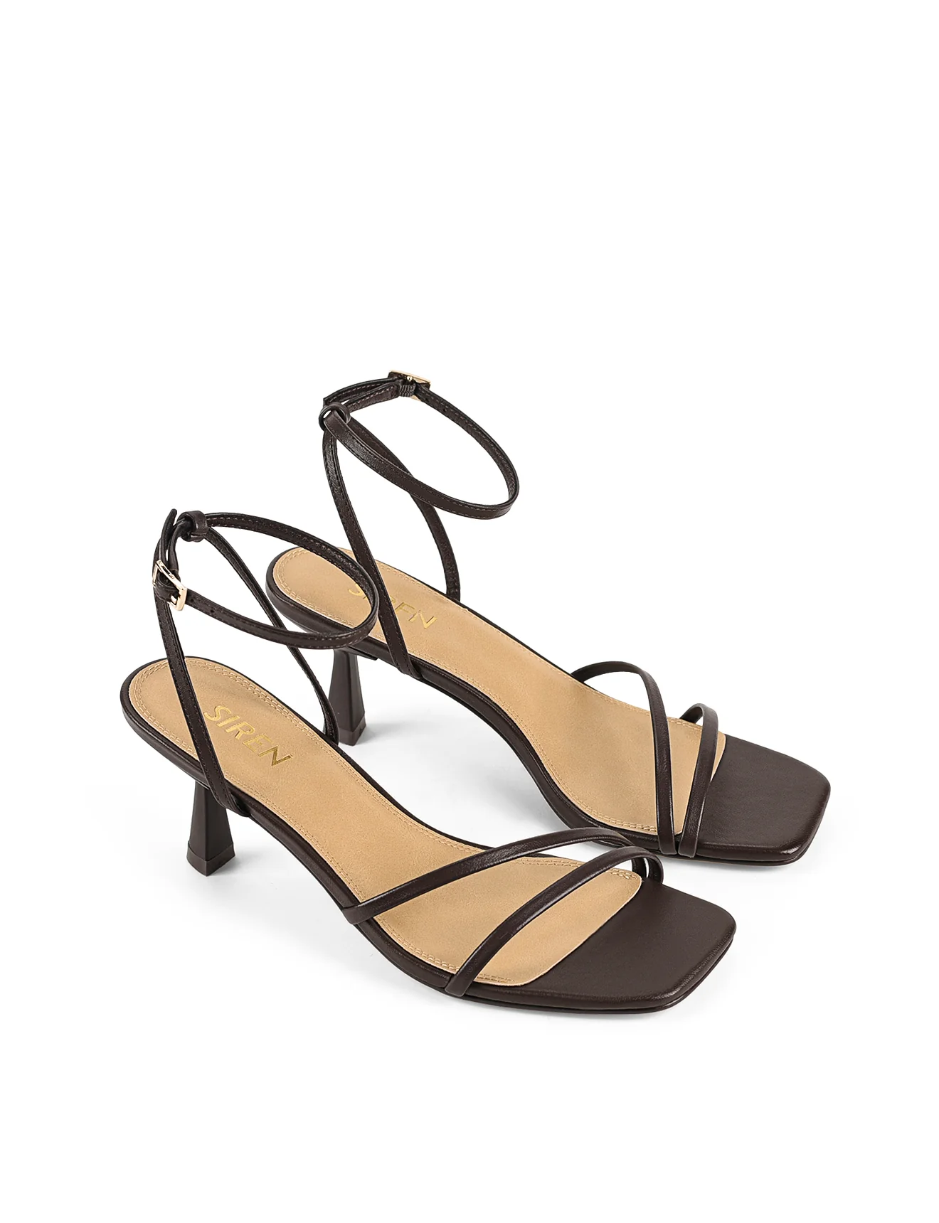 Saffron Strappy Heels - Chocolate Brown Leather - Image 2