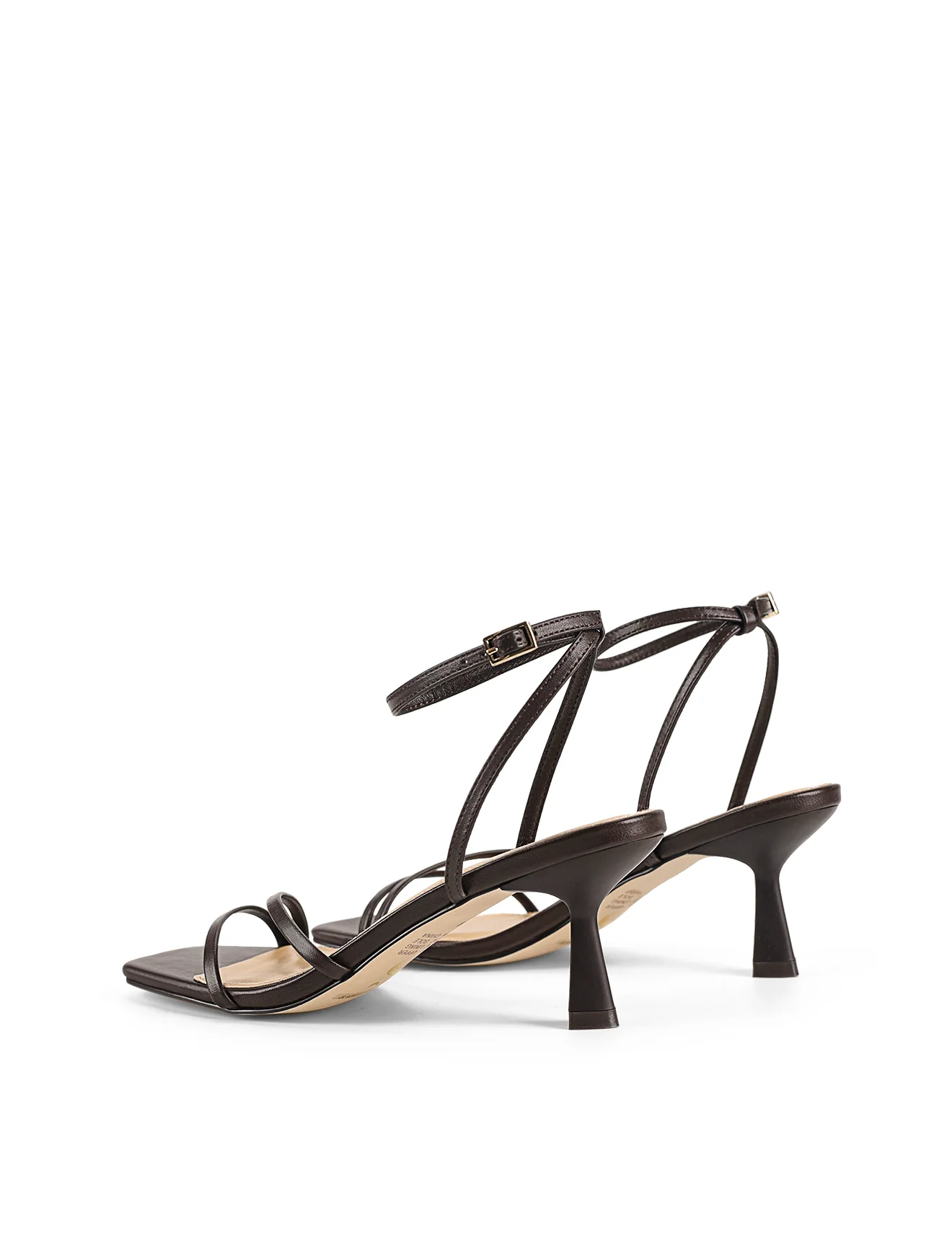 Saffron Strappy Heels - Chocolate Brown Leather - Image 3