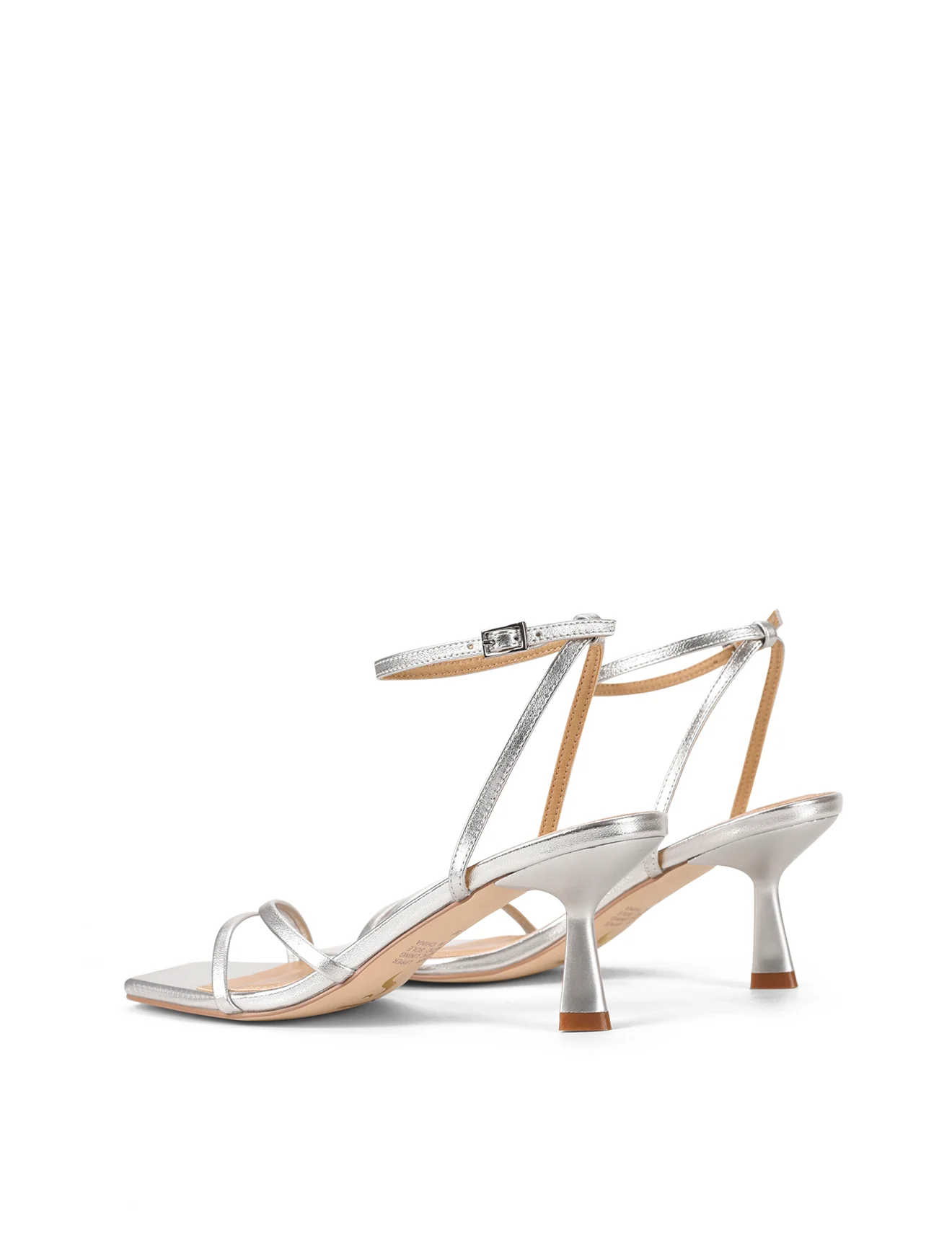 Saffron Strappy Heels - Silver Leather - Image 4