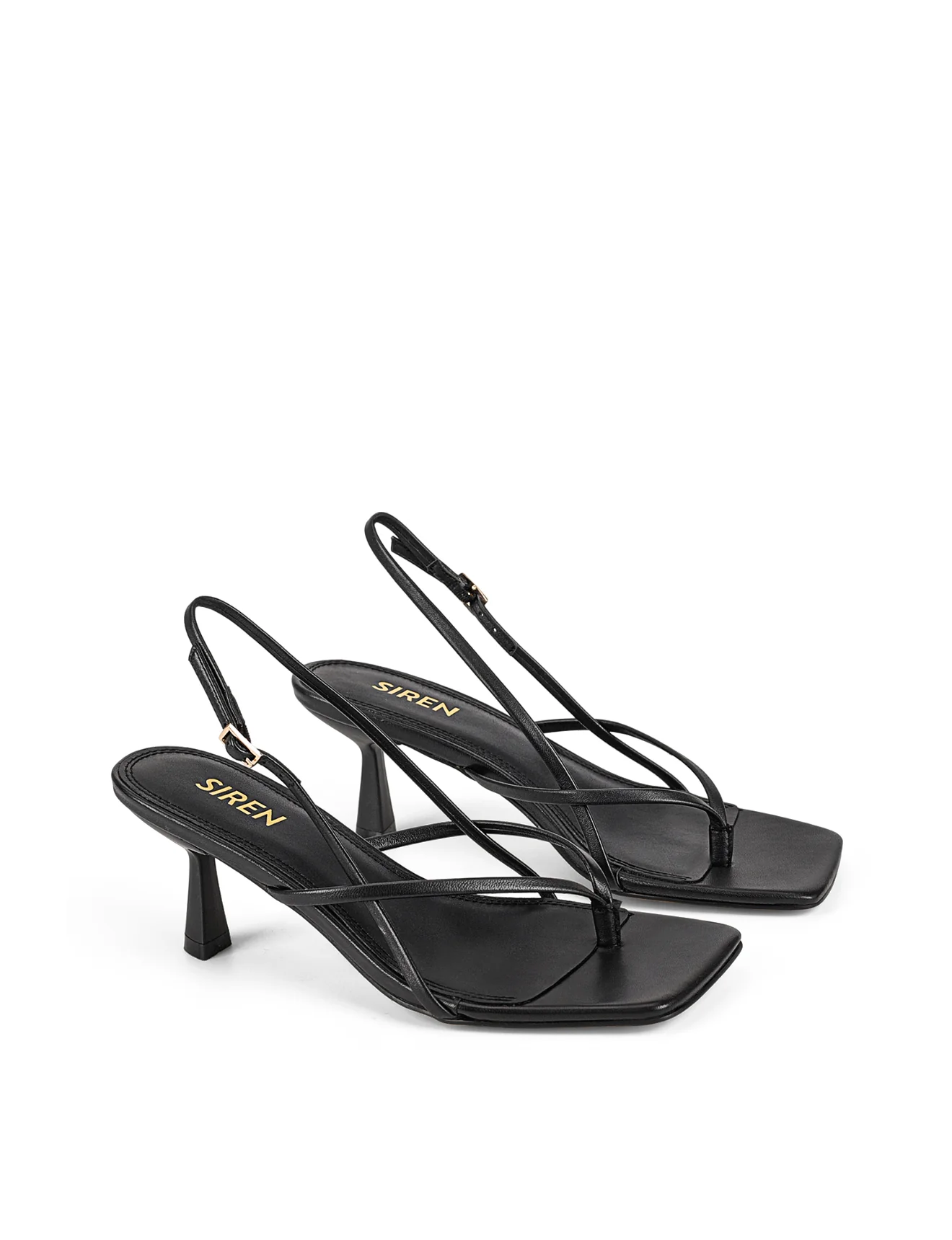 Santorini Strappy Thong Sandal - Black Leather - Image 4