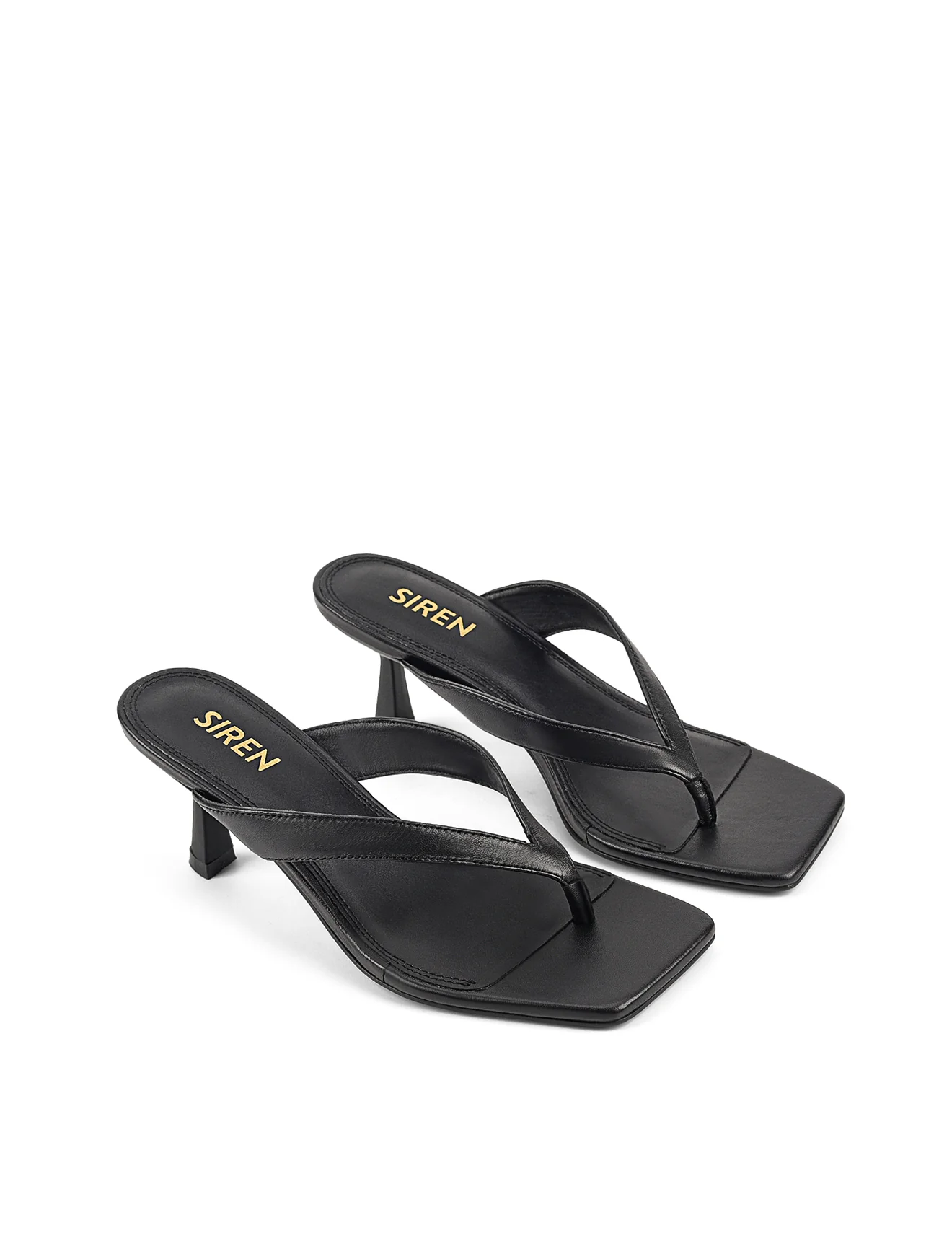 Sardinia Thong Heels - Black Leather - Image 3