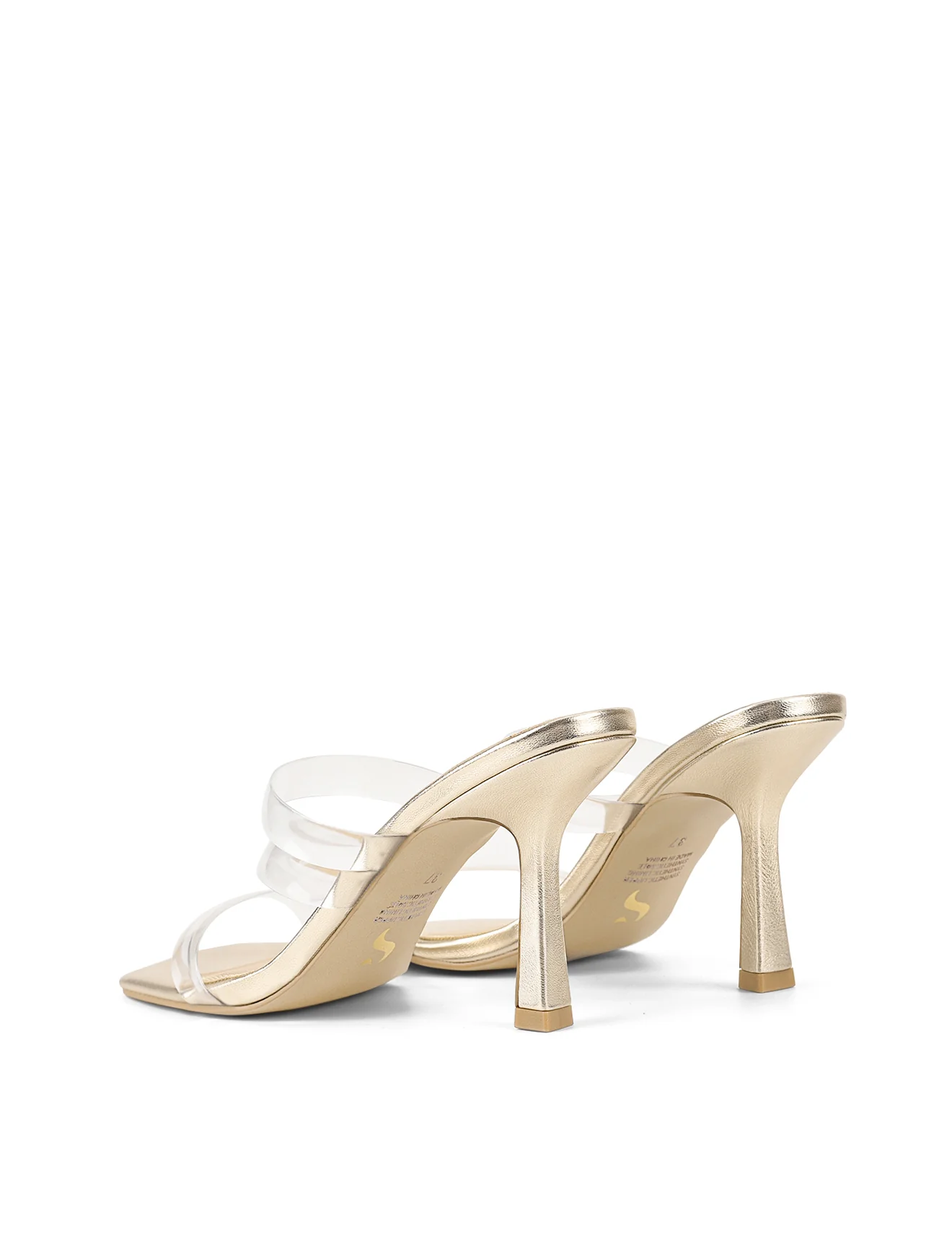 Spence Heeled Sandals - Gold Metallic Leather & Vinylite - Image 3