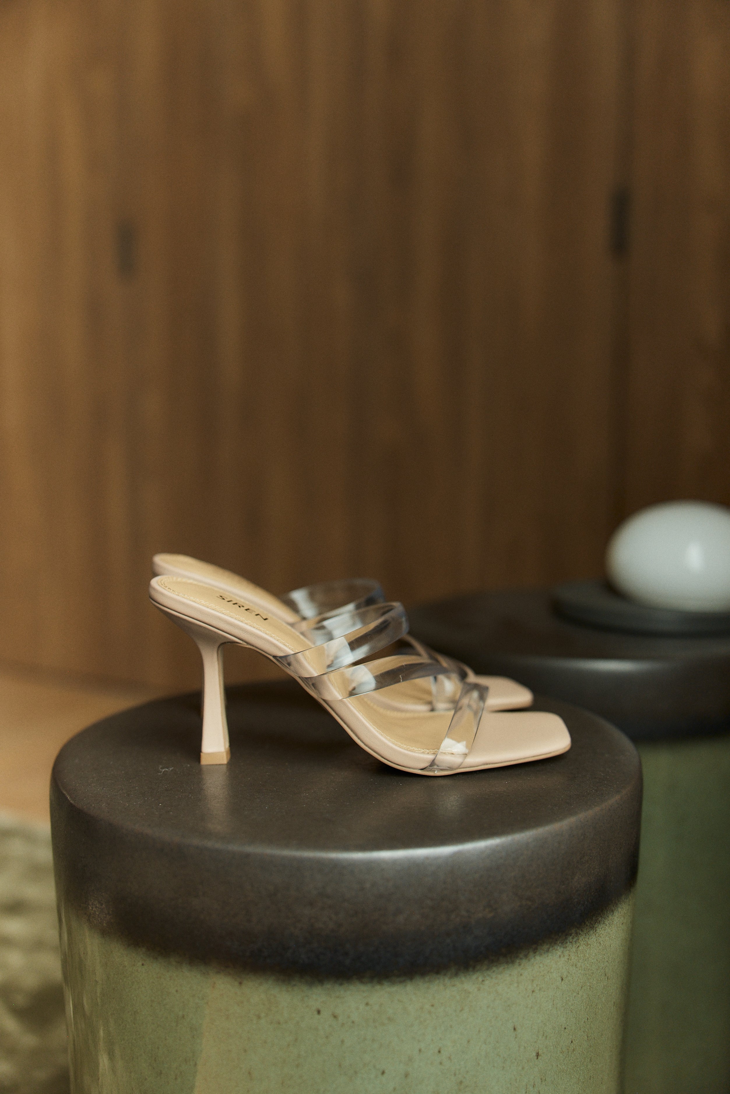 Spence Heeled Sandals - Seashell Leather & Vinylite - Image 2