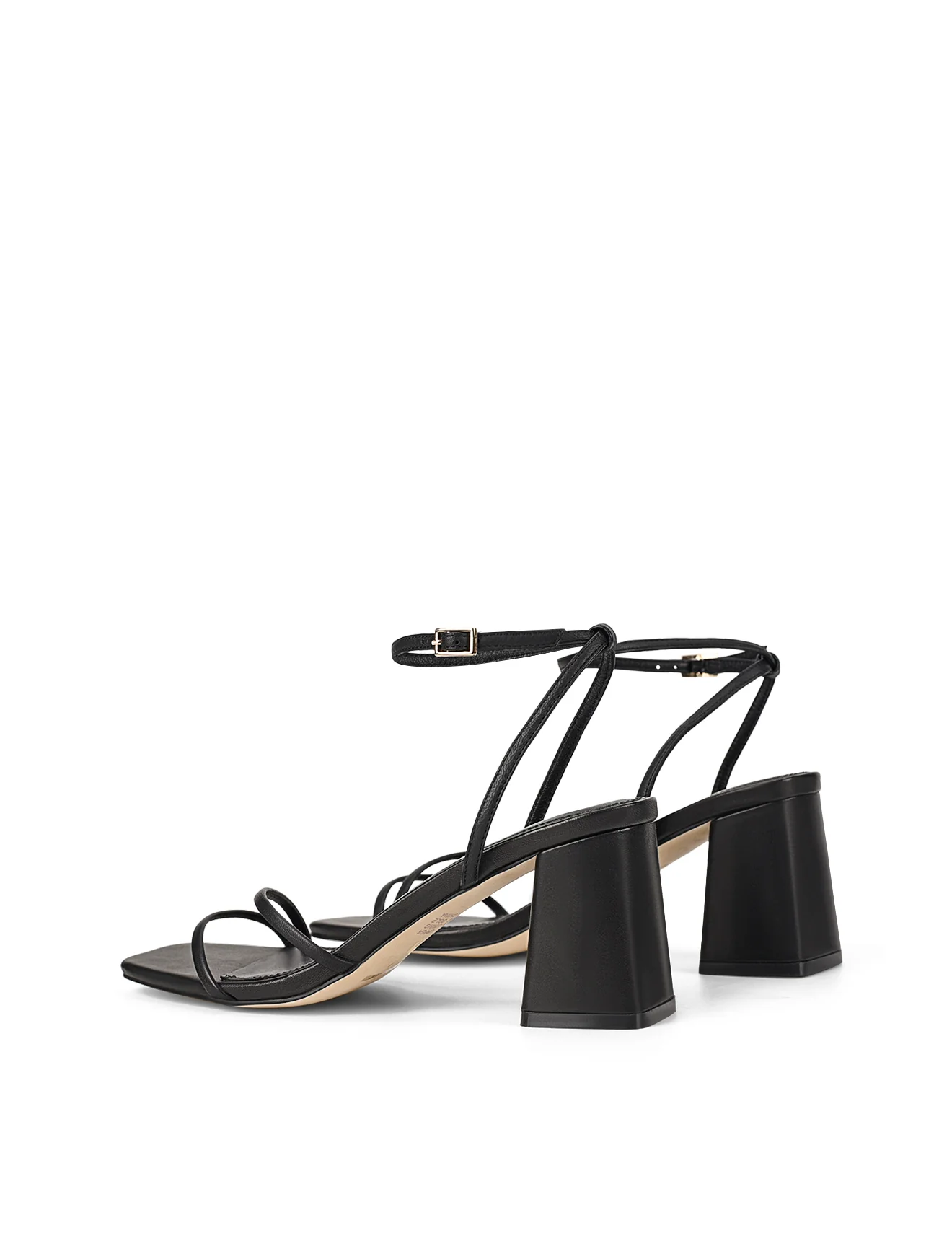 Stacie Block Heel Sandals - Black Leather - Image 3