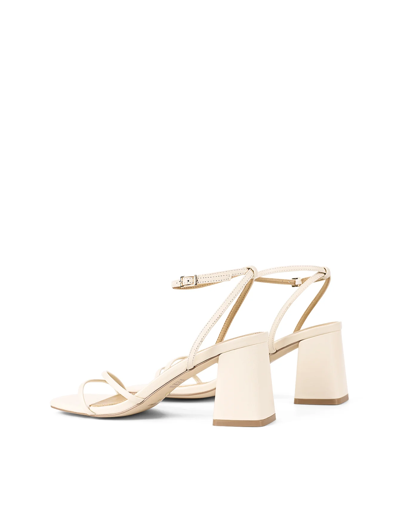 Stacie Block Heel Sandals - Cream White Leather - Image 3