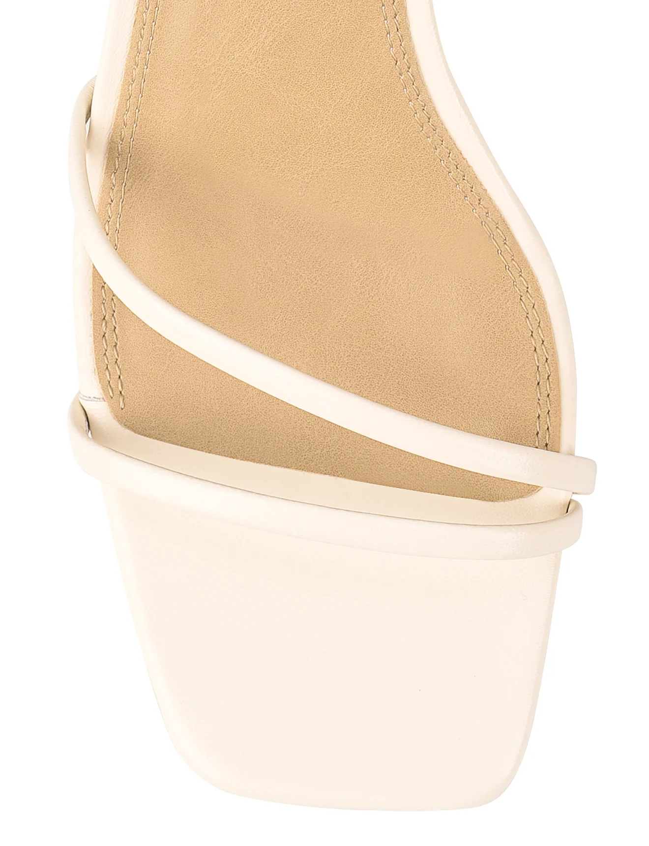 Stacie Block Heel Sandals - Cream White Leather - Image 4