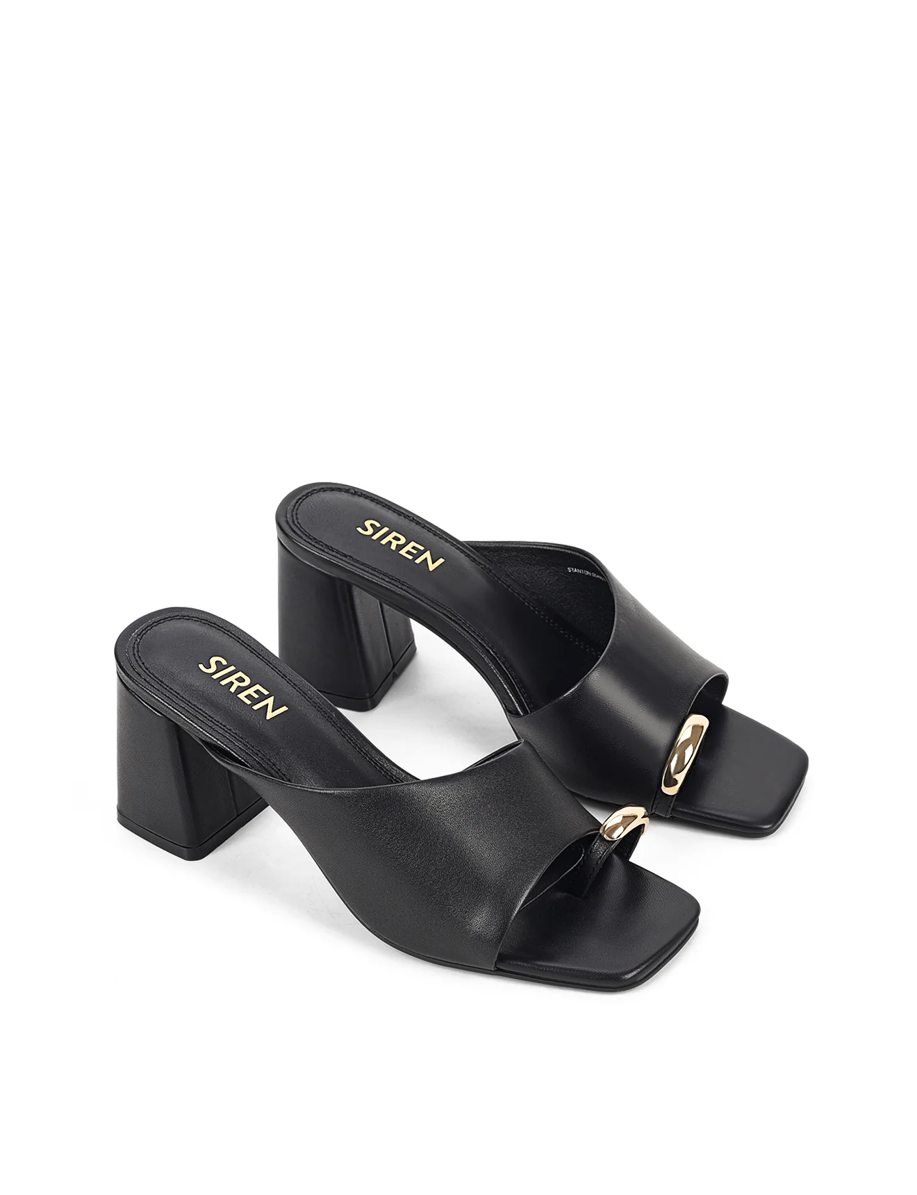Stanton Block Heel Mules - Black Leather - Image 3