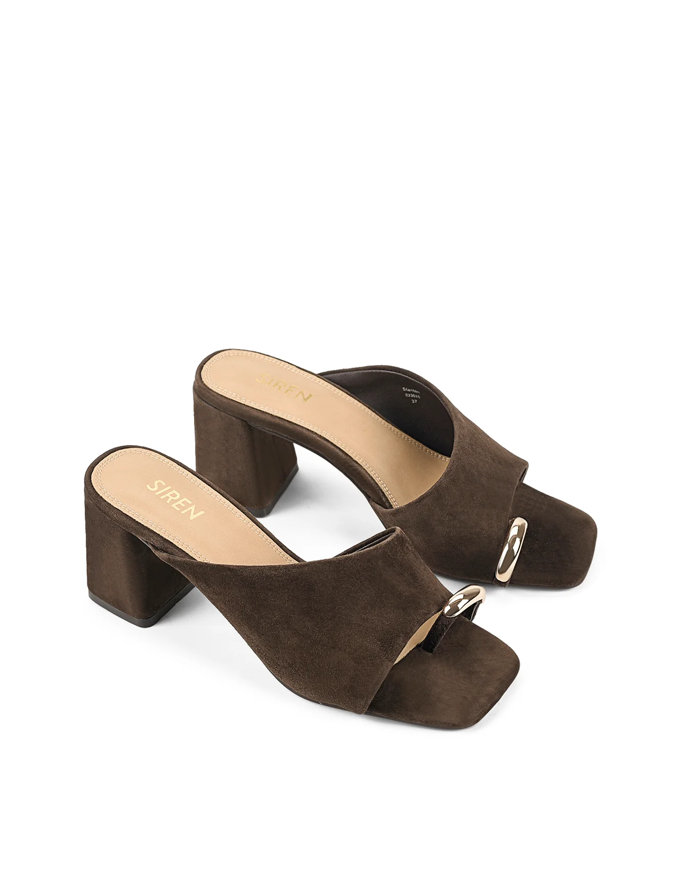 Stanton Block Heel Mules - Chocolate Brown Suede - Image 3