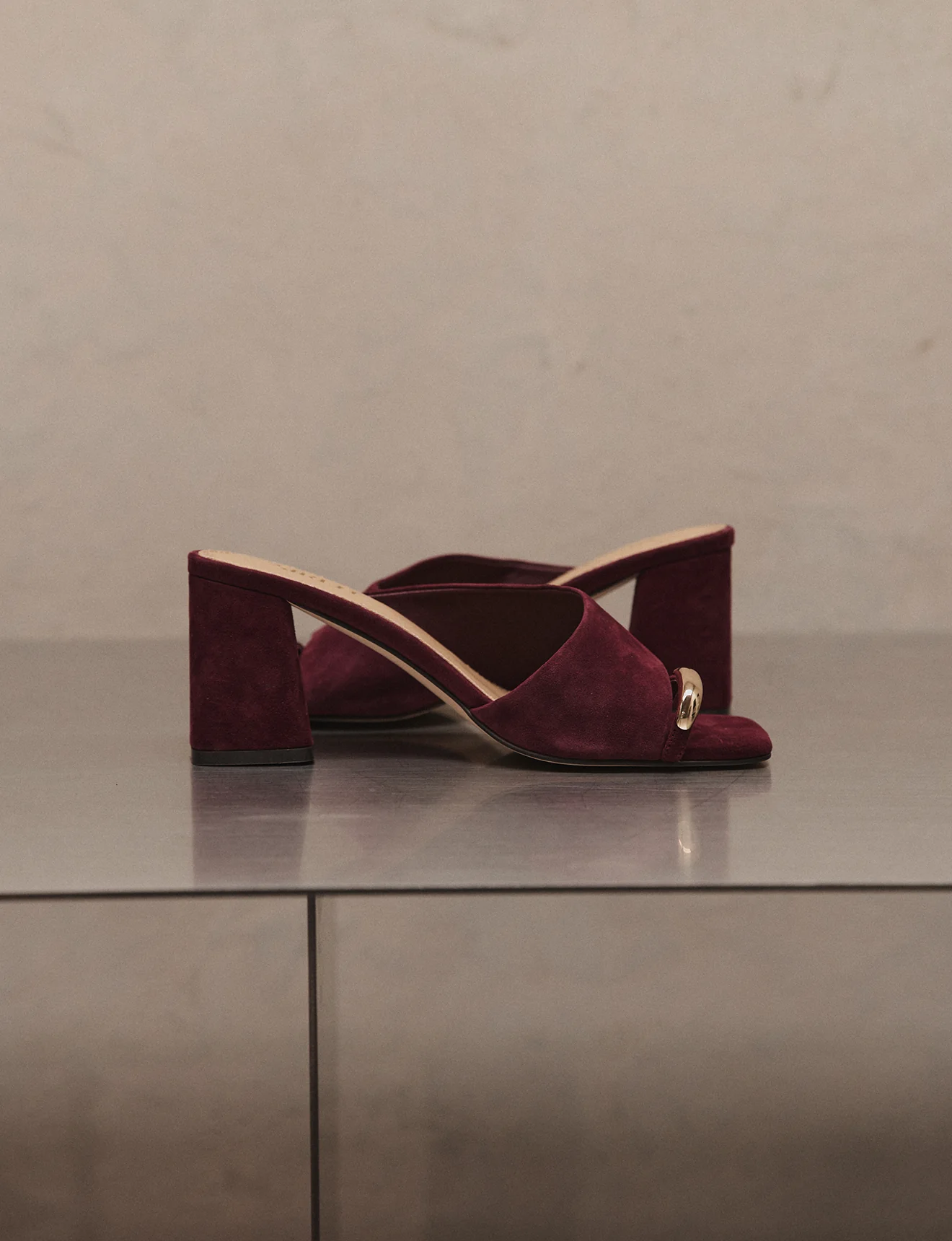 Stanton Block Heel Mules - Red Shiraz Suede - Image 6