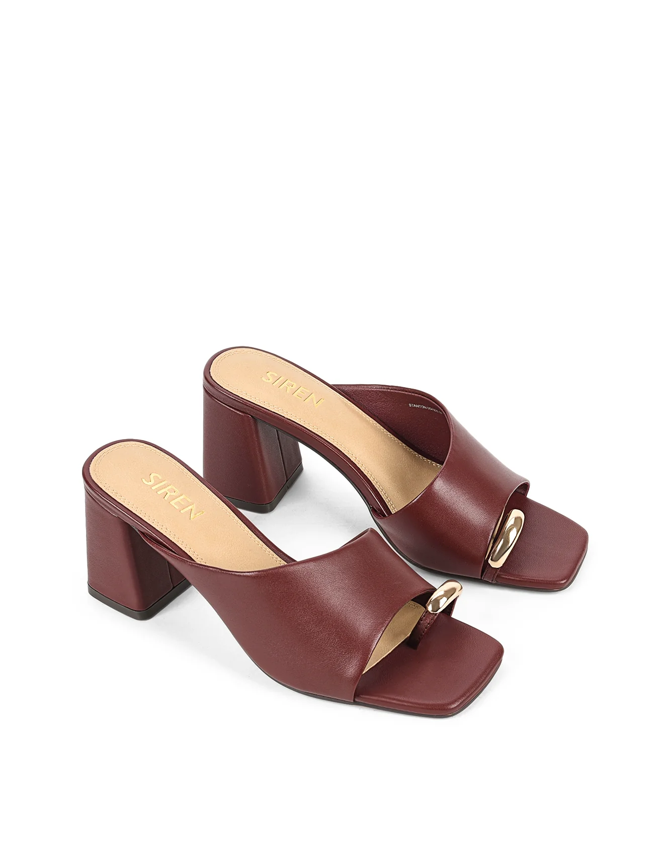 Stanton Block Heel Mules - Wine Leather - Image 3