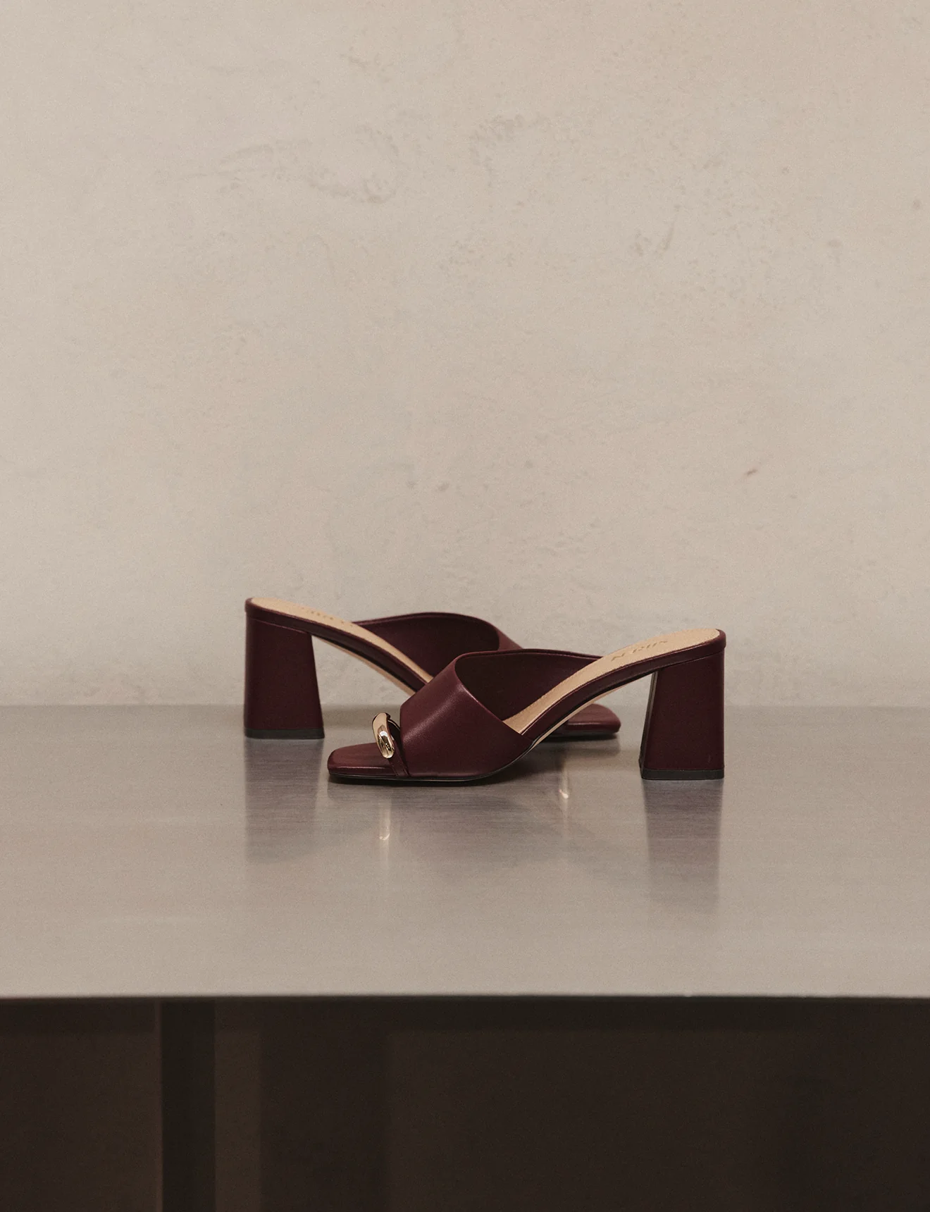 Stanton Block Heel Mules - Wine Leather - Image 7