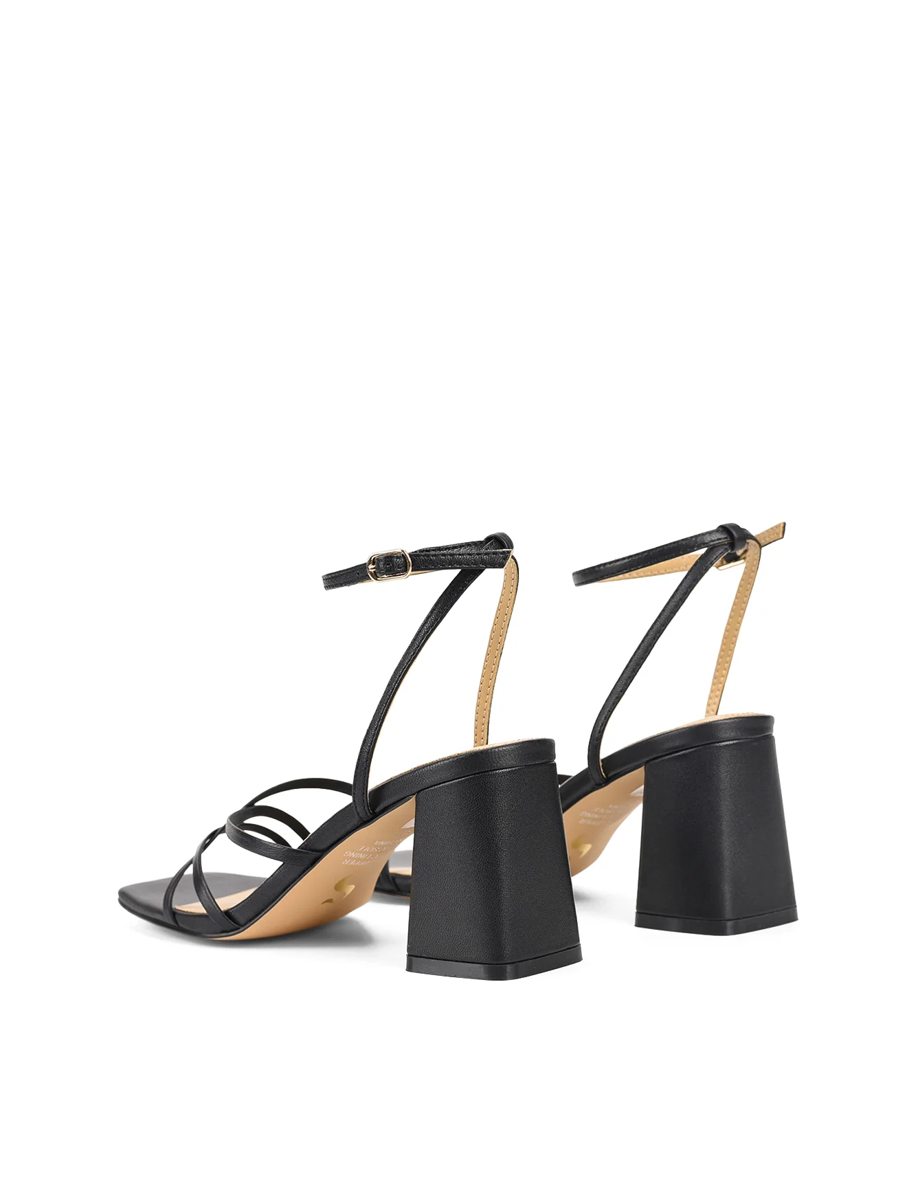 Straus Block Heel Sandals - Black Leather - Image 4