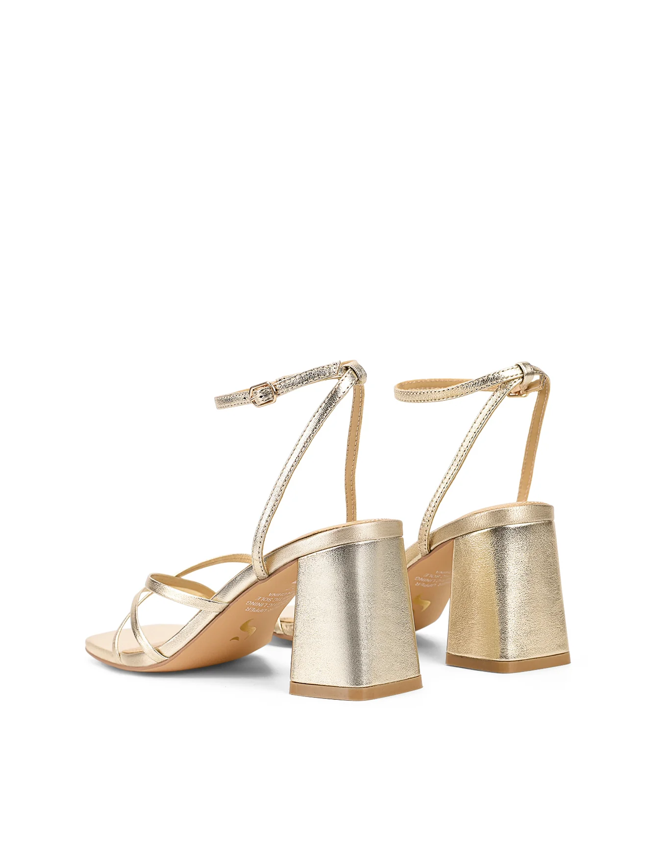 Straus Block Heel Sandals - Gold Metallic Leather - Image 4