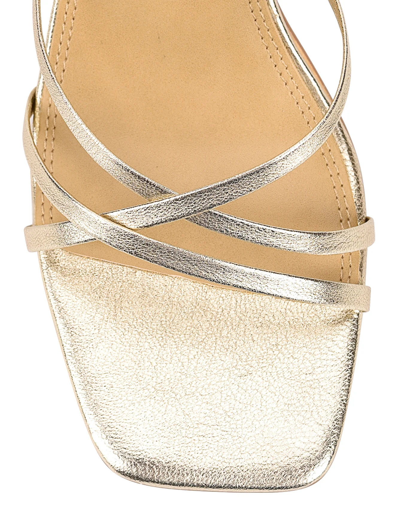 Straus Block Heel Sandals - Gold Metallic Leather - Image 5