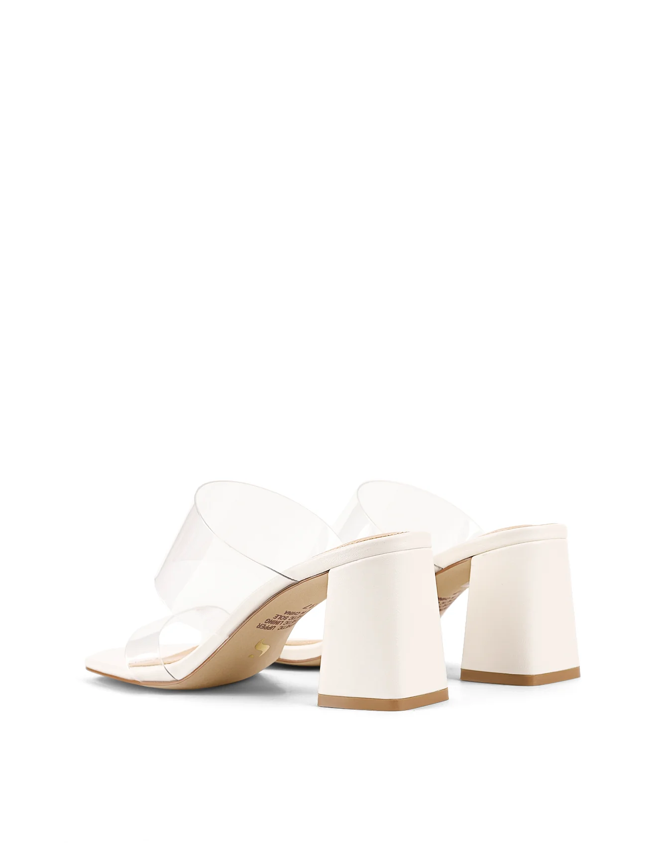 Strife Block Heel Mules - Chalk White Leather & Vinylite - Image 4