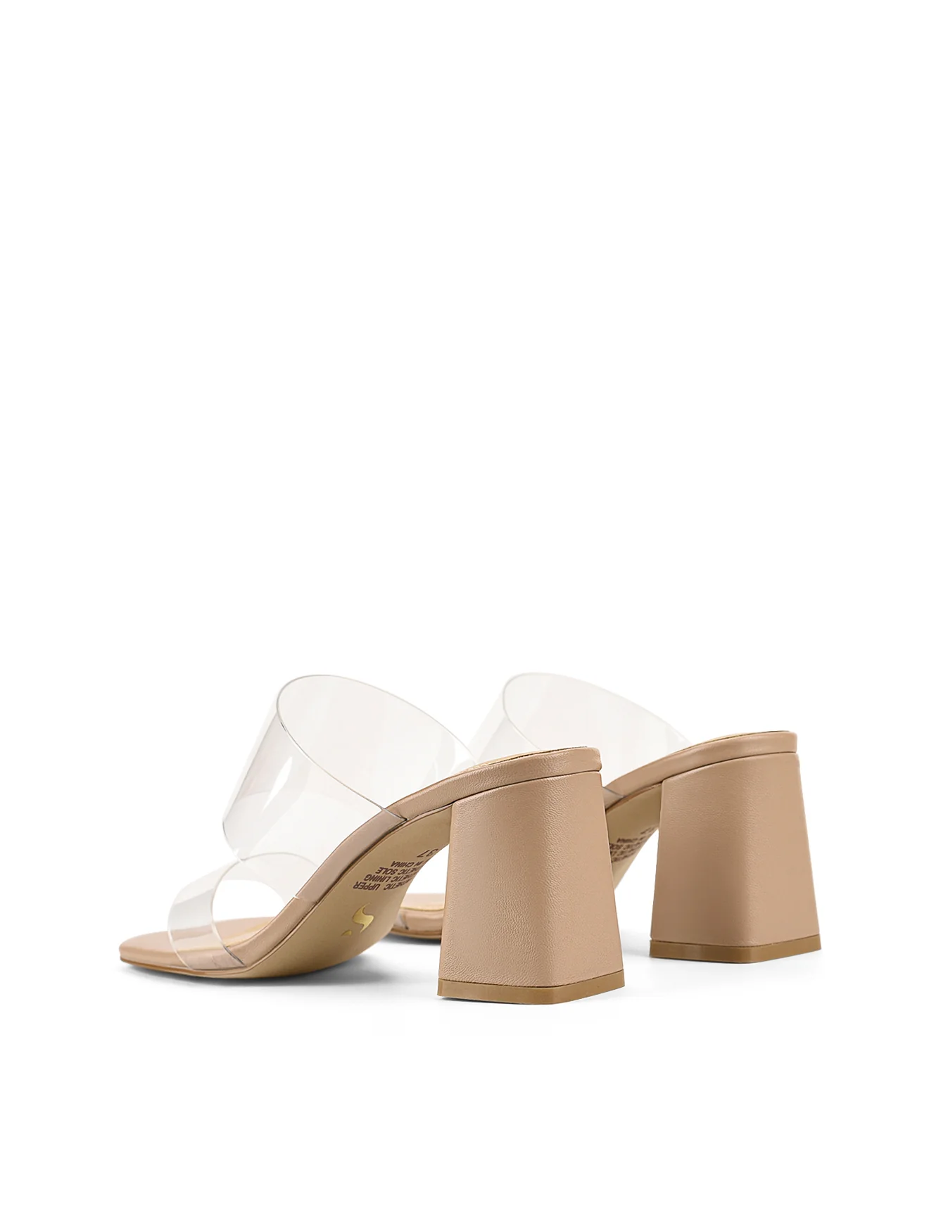 Strife Block Heel Mules - Seashell Nude Leather & Vinylite - Image 4