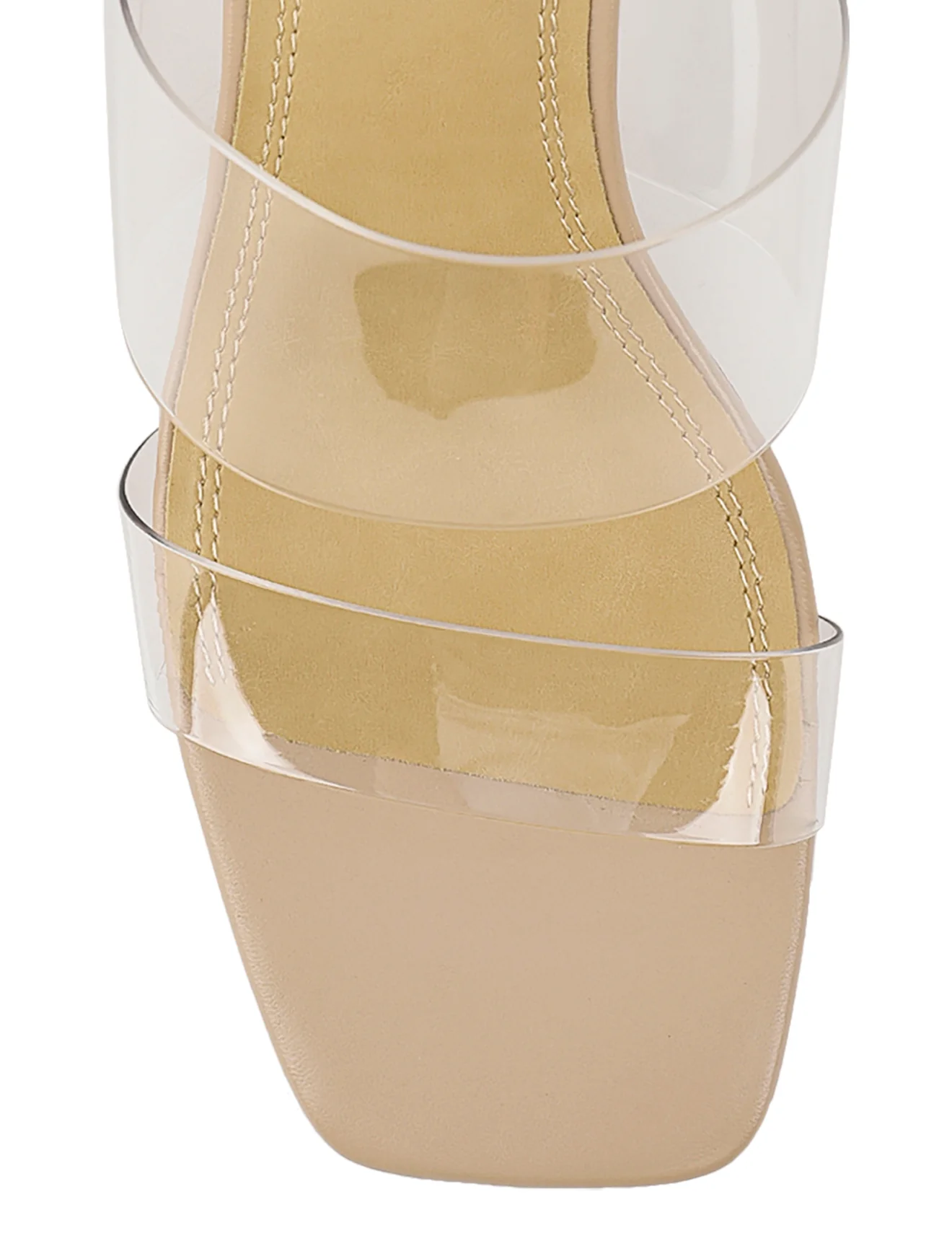 Strife Block Heel Mules - Seashell Nude Leather & Vinylite - Image 5
