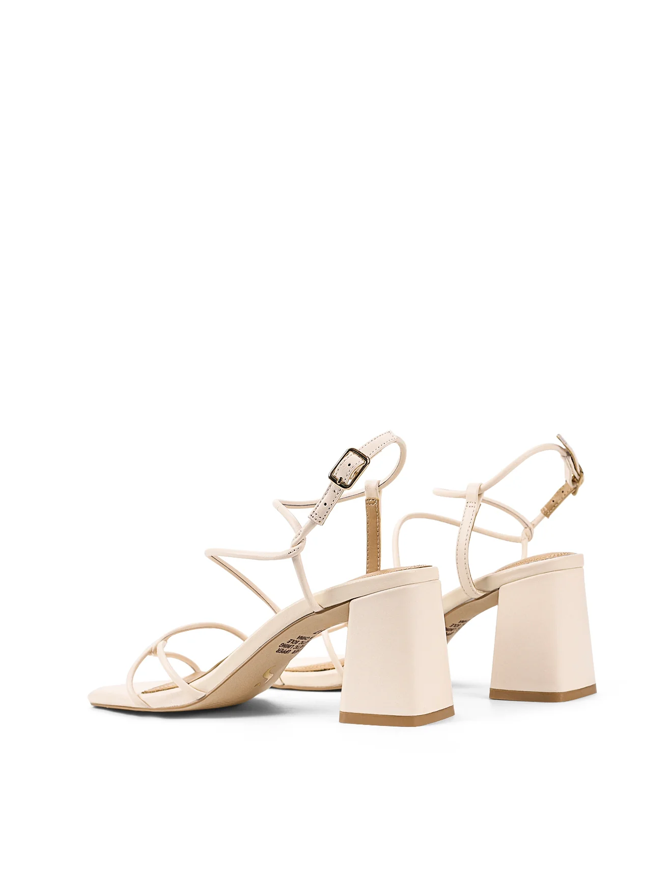 Strike Strappy Block Heels - Cream White Leather - Image 4