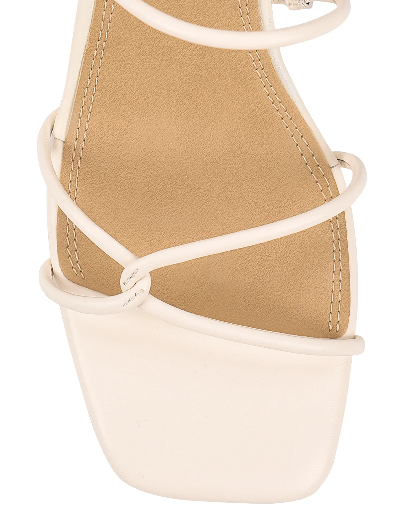 Strike Strappy Block Heels - Cream White Leather - Image 5