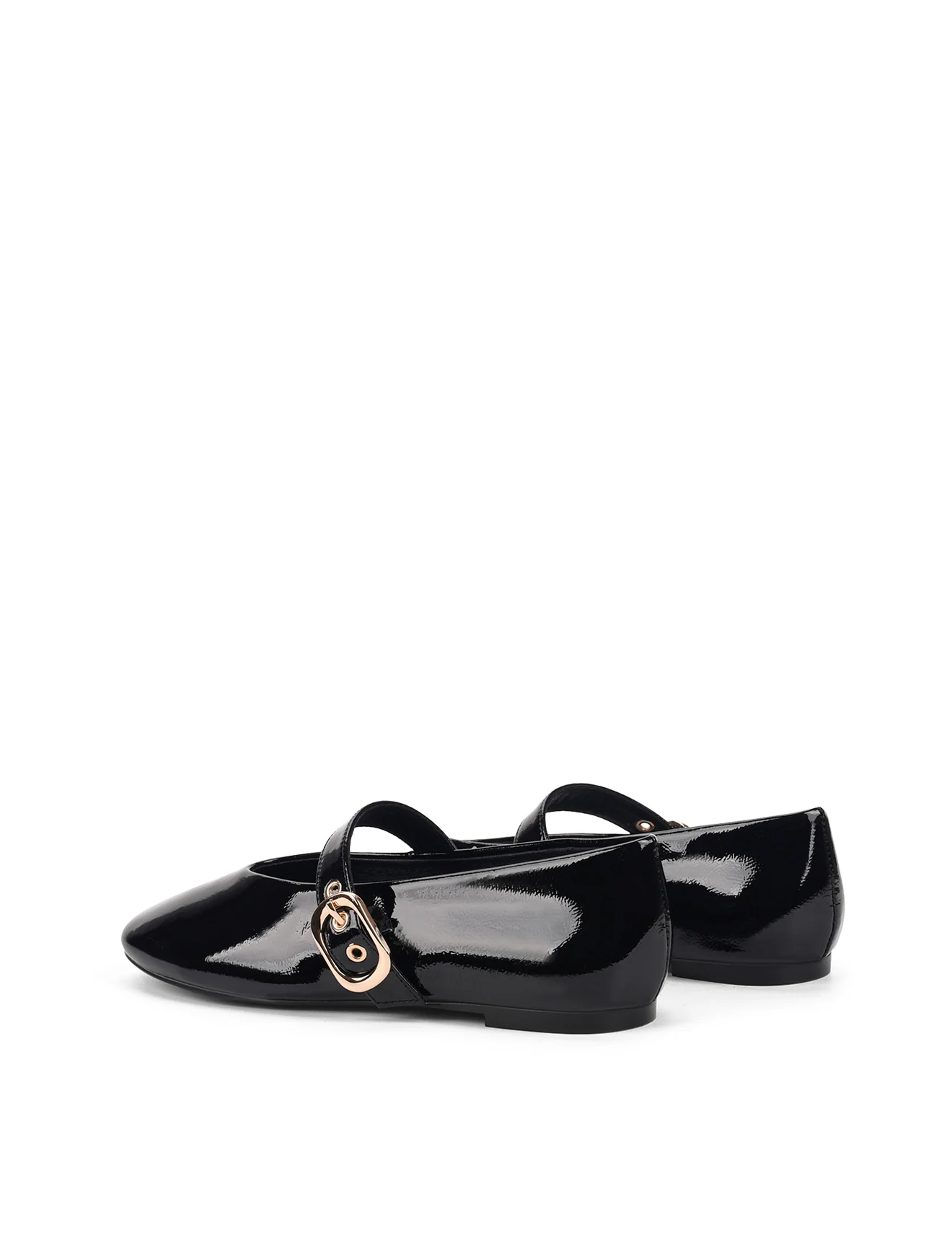 Tahlia Mary Jane Ballet Flats - Black Crinkle Patent Leather - Image 4