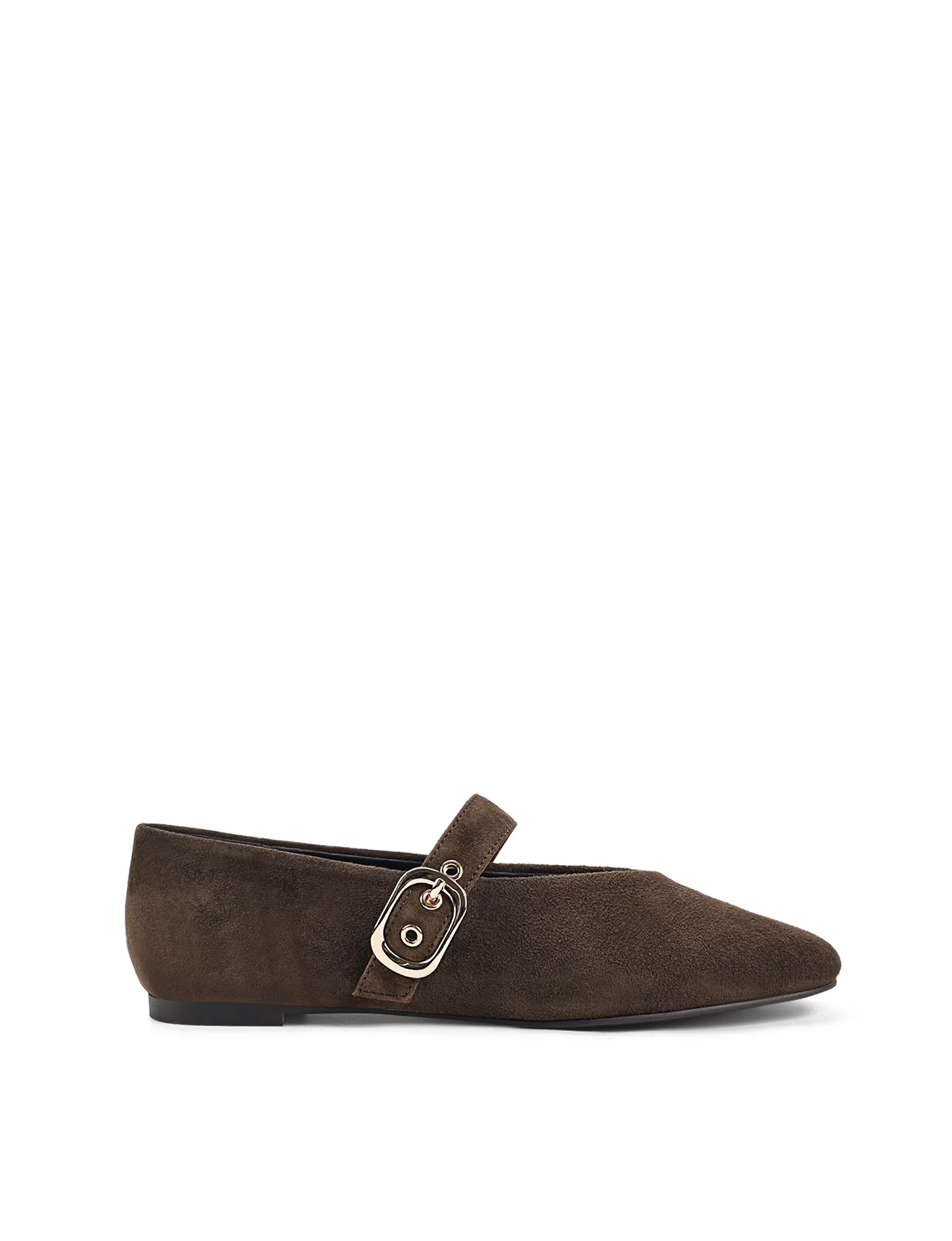 Tahlia Mary Jane Ballet Flats - Chocolate Brown Suede