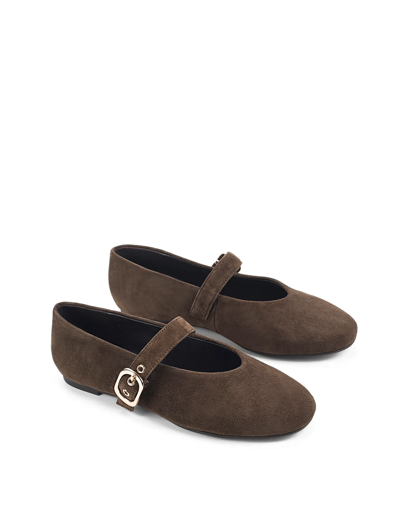 Tahlia Mary Jane Ballet Flats - Chocolate Brown Suede - Image 3