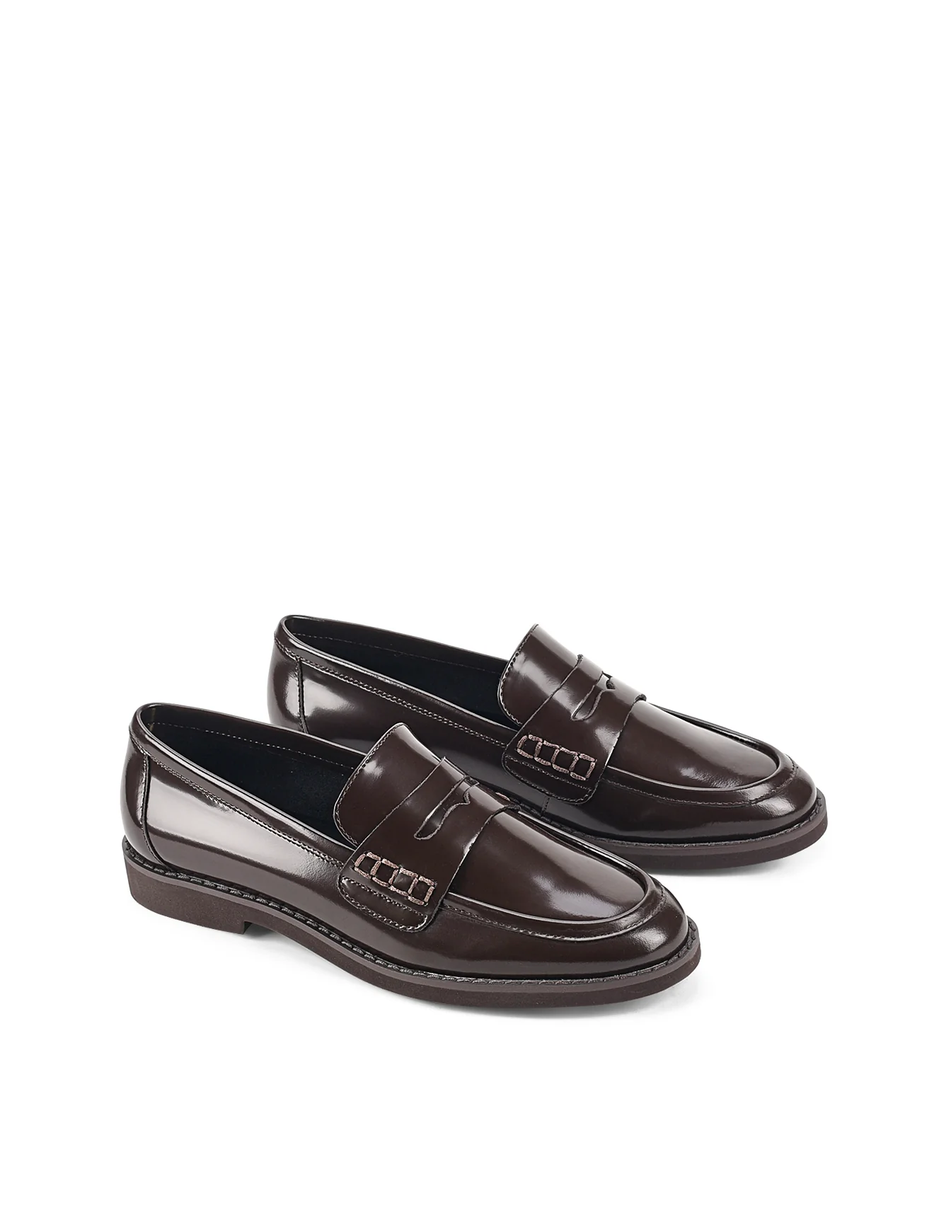 Victoria Loafers - Chocolate Brown Hi-Shine Leather - Image 3