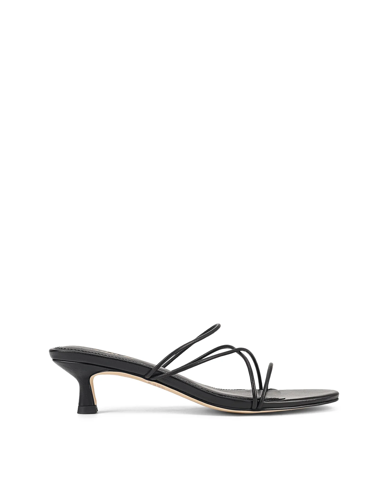 Xala Strappy Kitten Heels - Black Leather