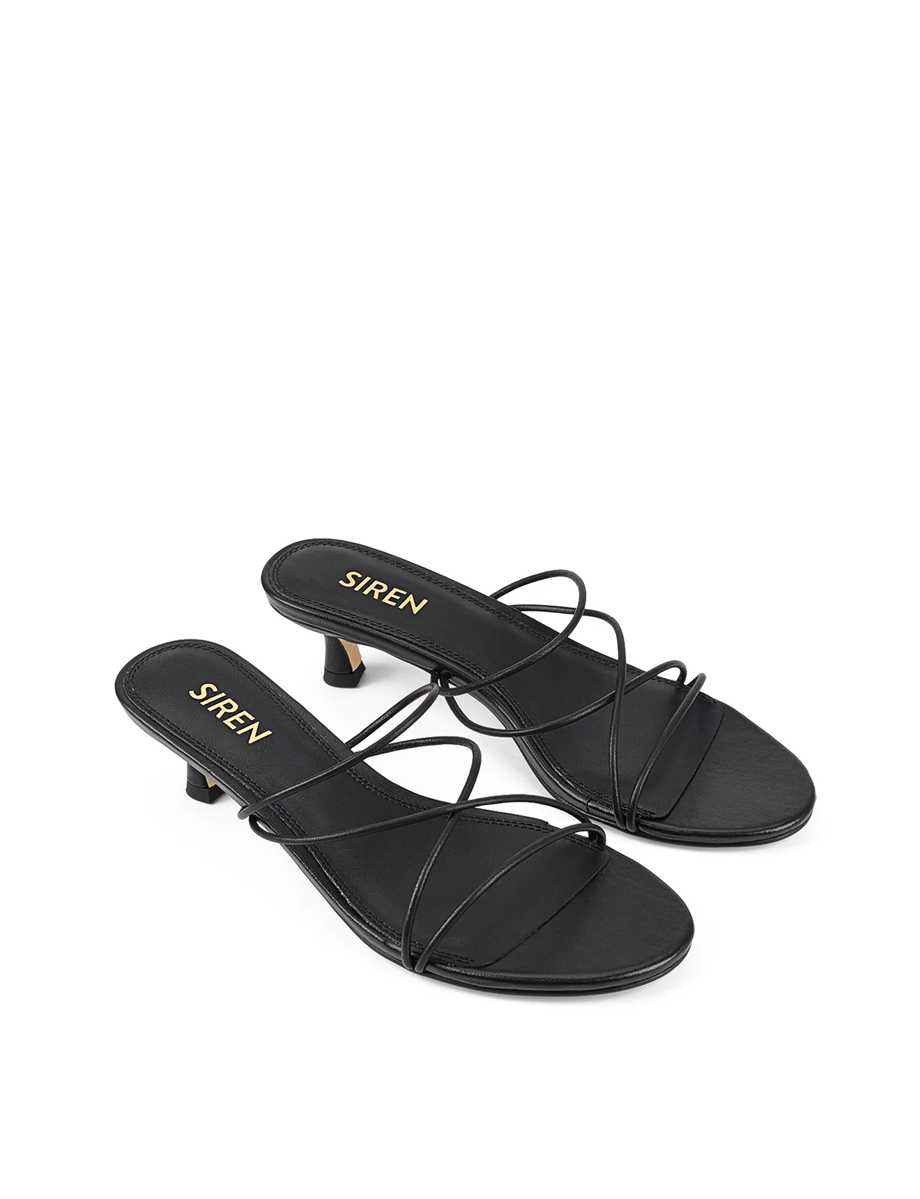 Xala Strappy Kitten Heels - Black Leather - Image 3