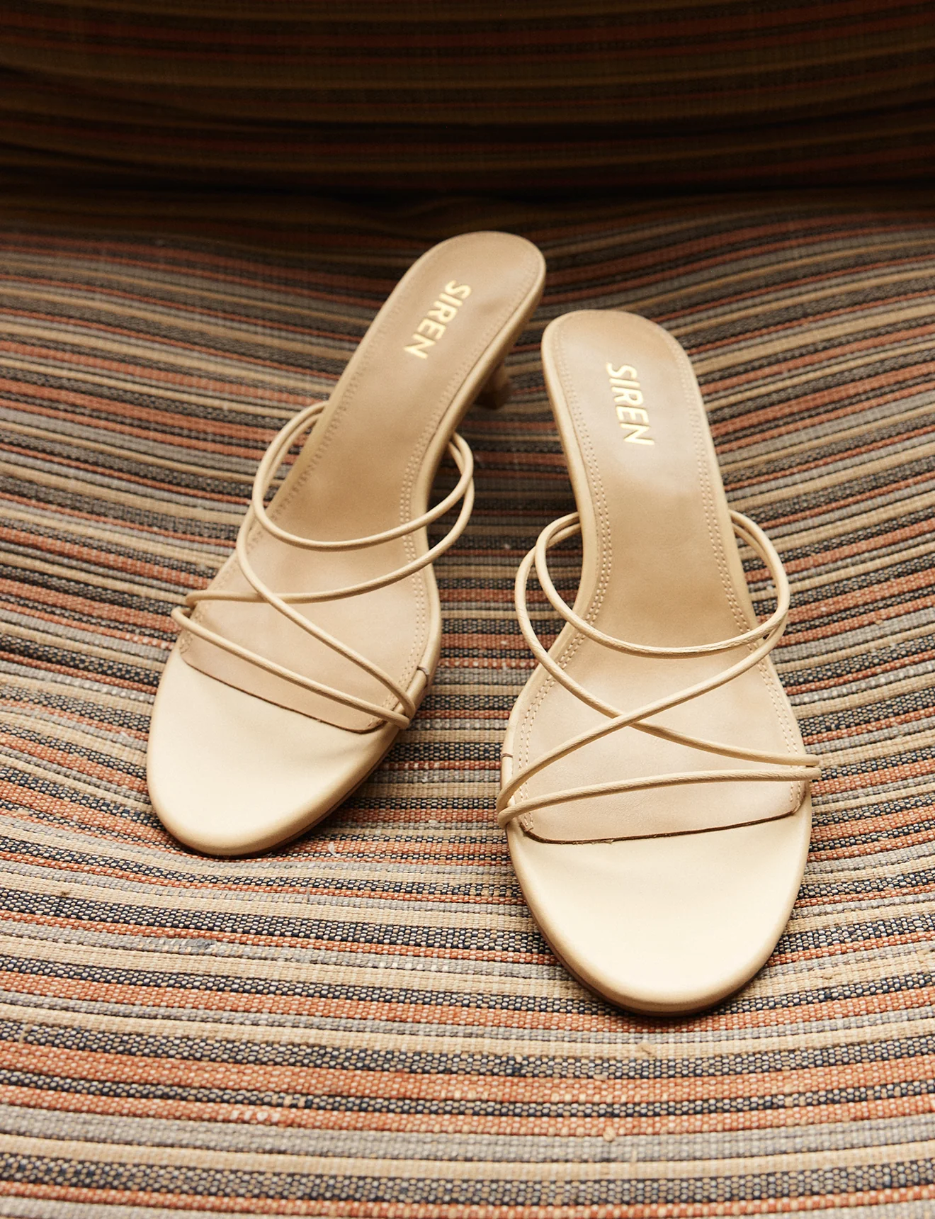 Xala Strappy Kitten Heels - Custard Yellow Leather - Image 8