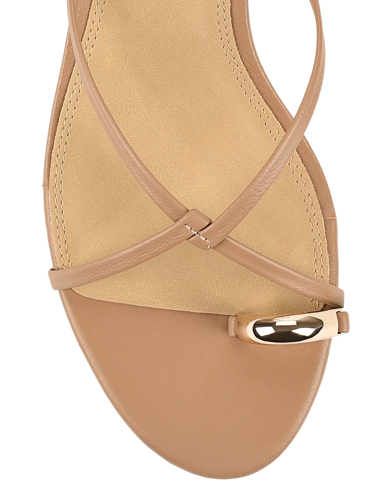 Xane Kitten Heel Thongs - Almond Tan Leather - Image 5
