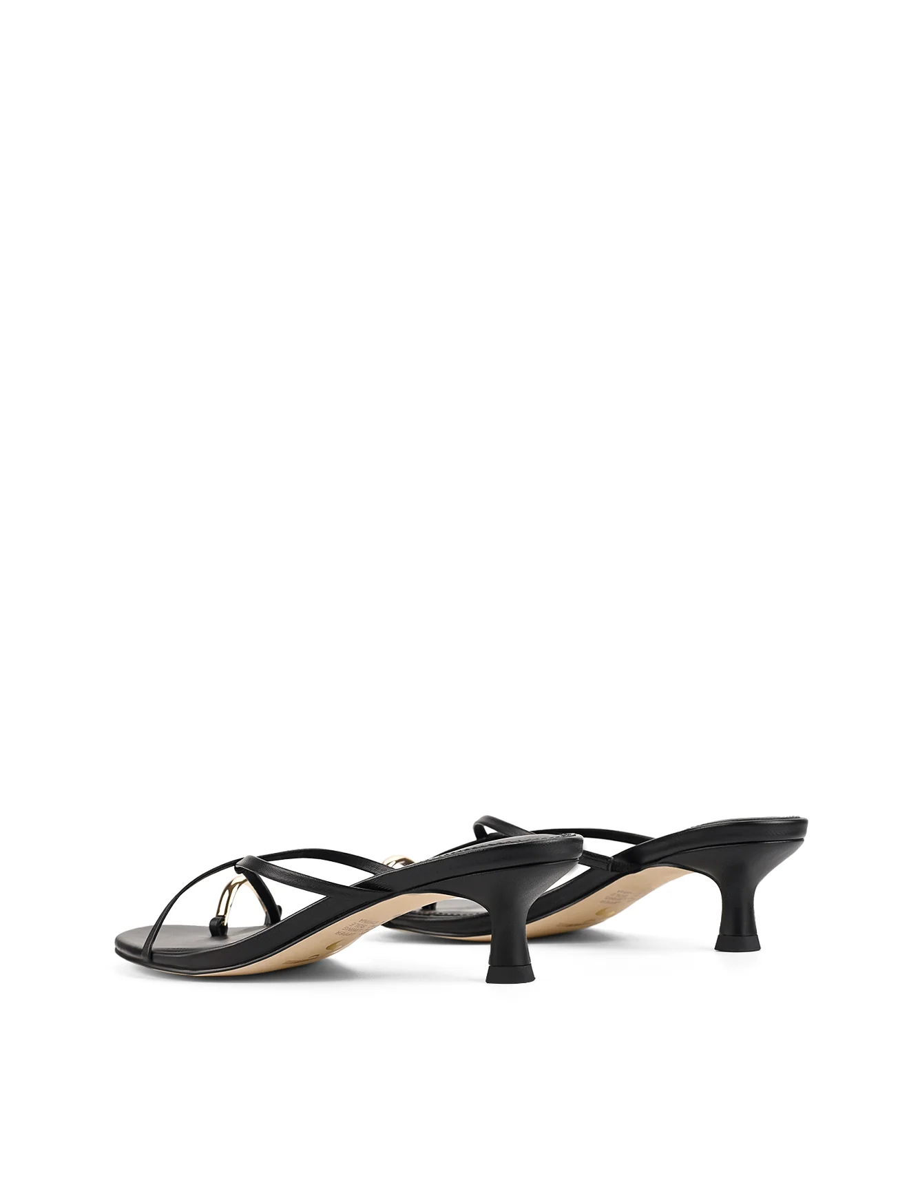 Xane Kitten Heel Thongs - Black Leather - Image 3