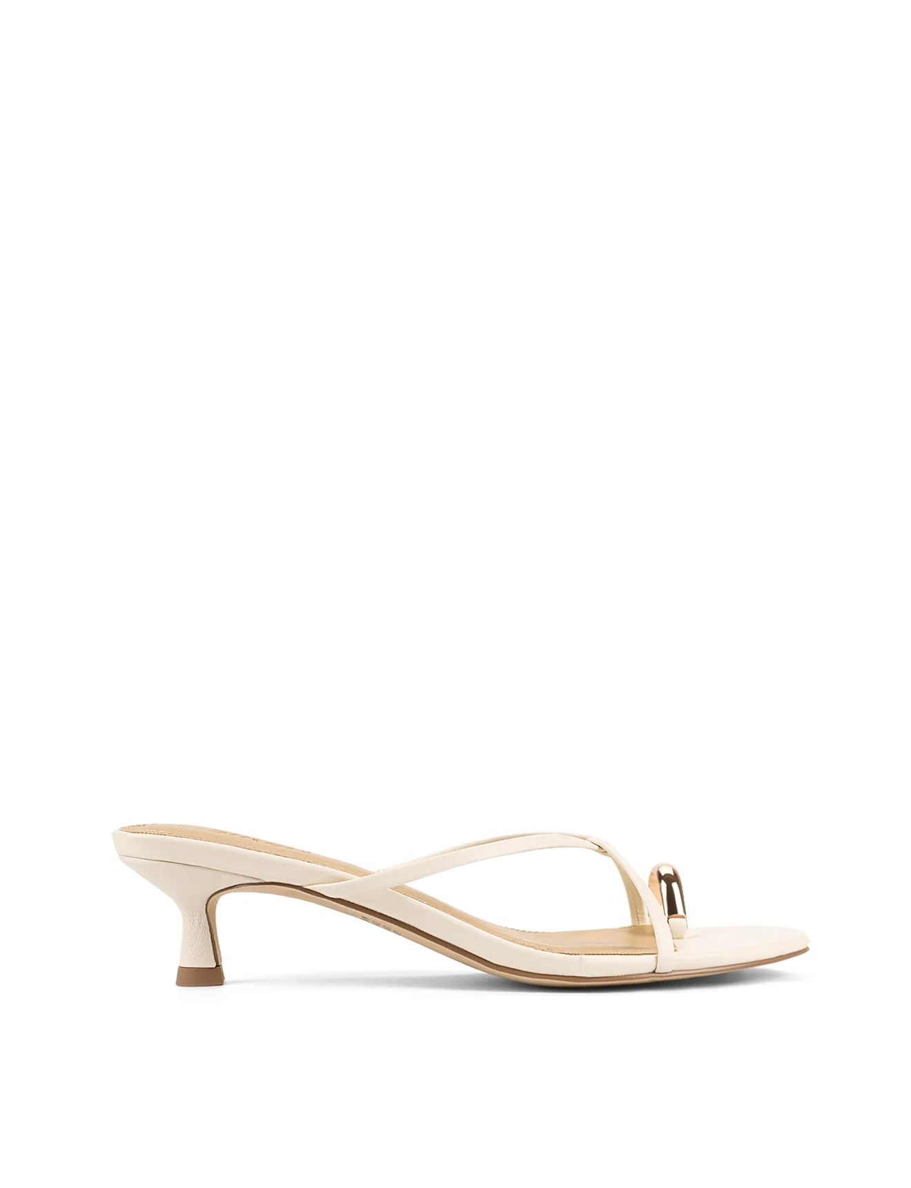 Xane Kitten Heel Thongs - Chalk White Leather