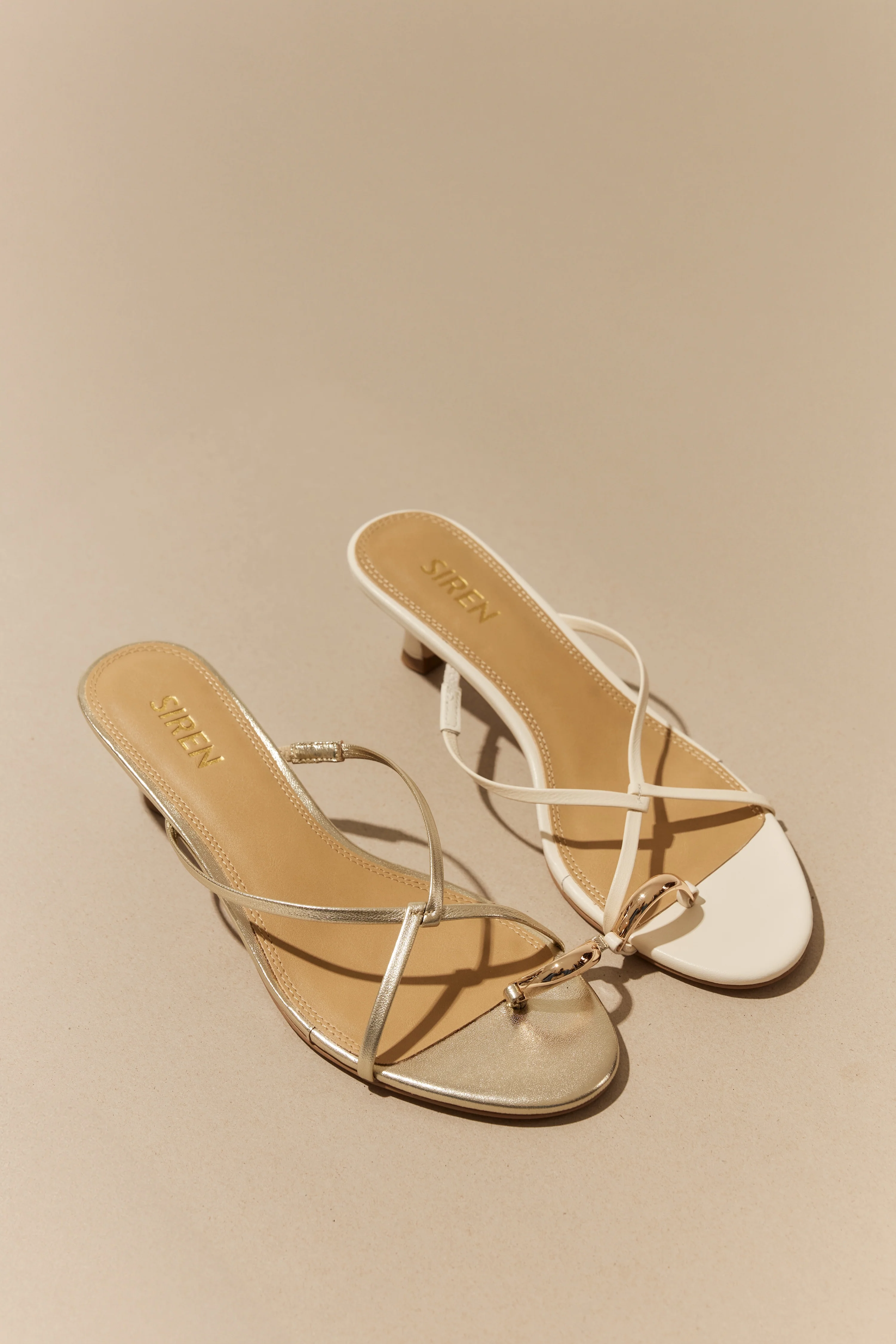 Xane Kitten Heel Thongs - Chalk White Leather - Image 2