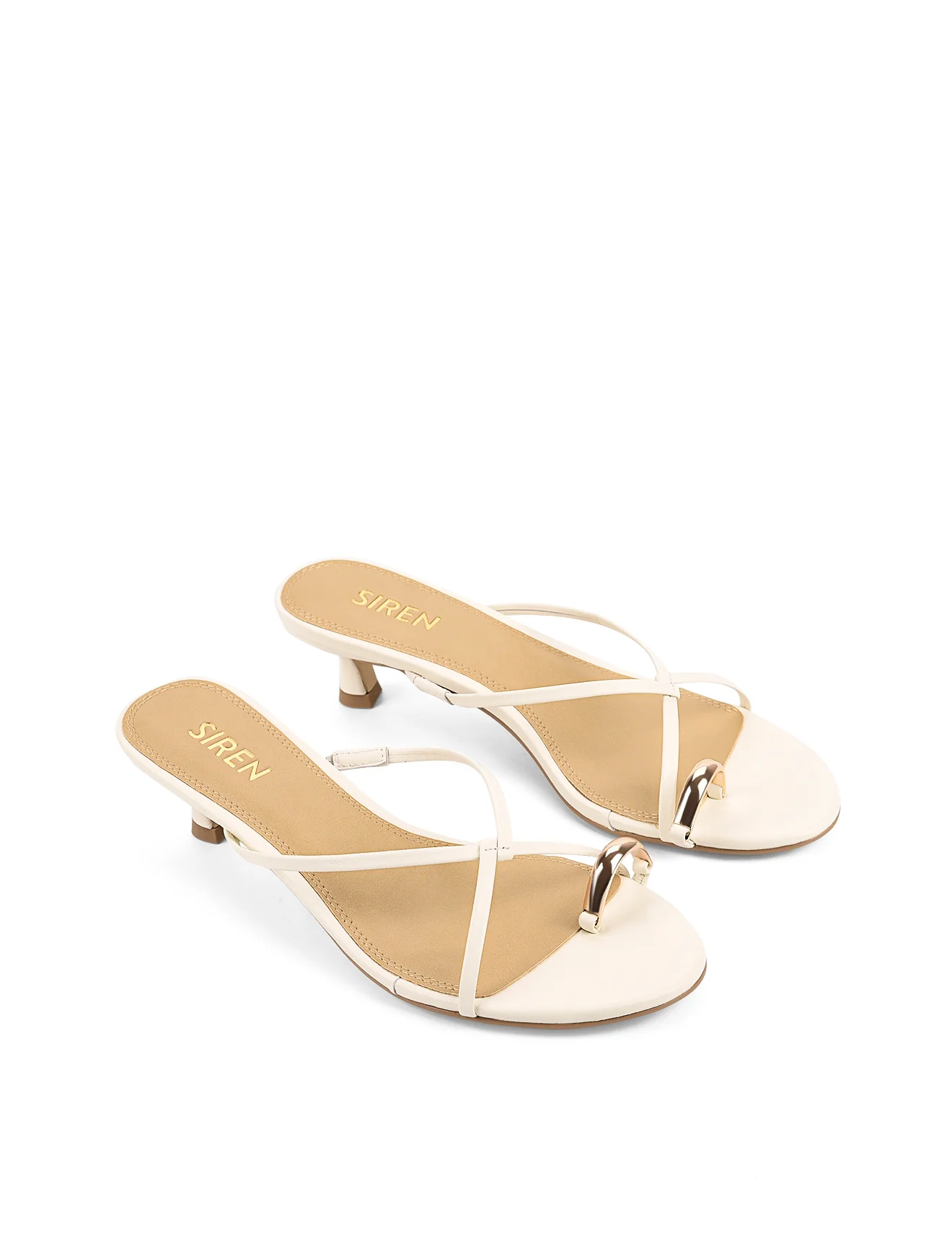 Xane Kitten Heel Thongs - Chalk White Leather - Image 3