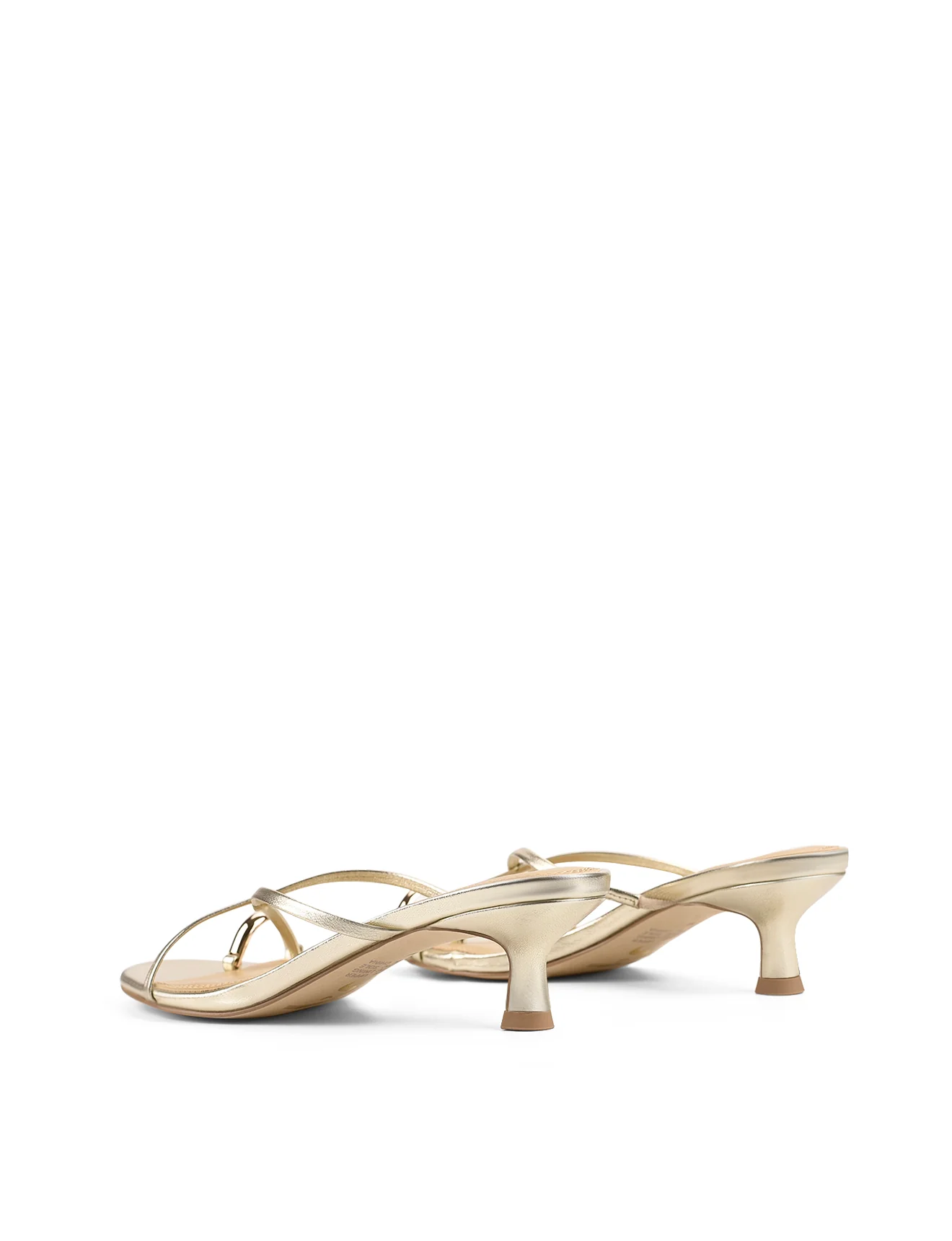 Xane Kitten Heel Thongs - Gold Metallic Leather - Image 4