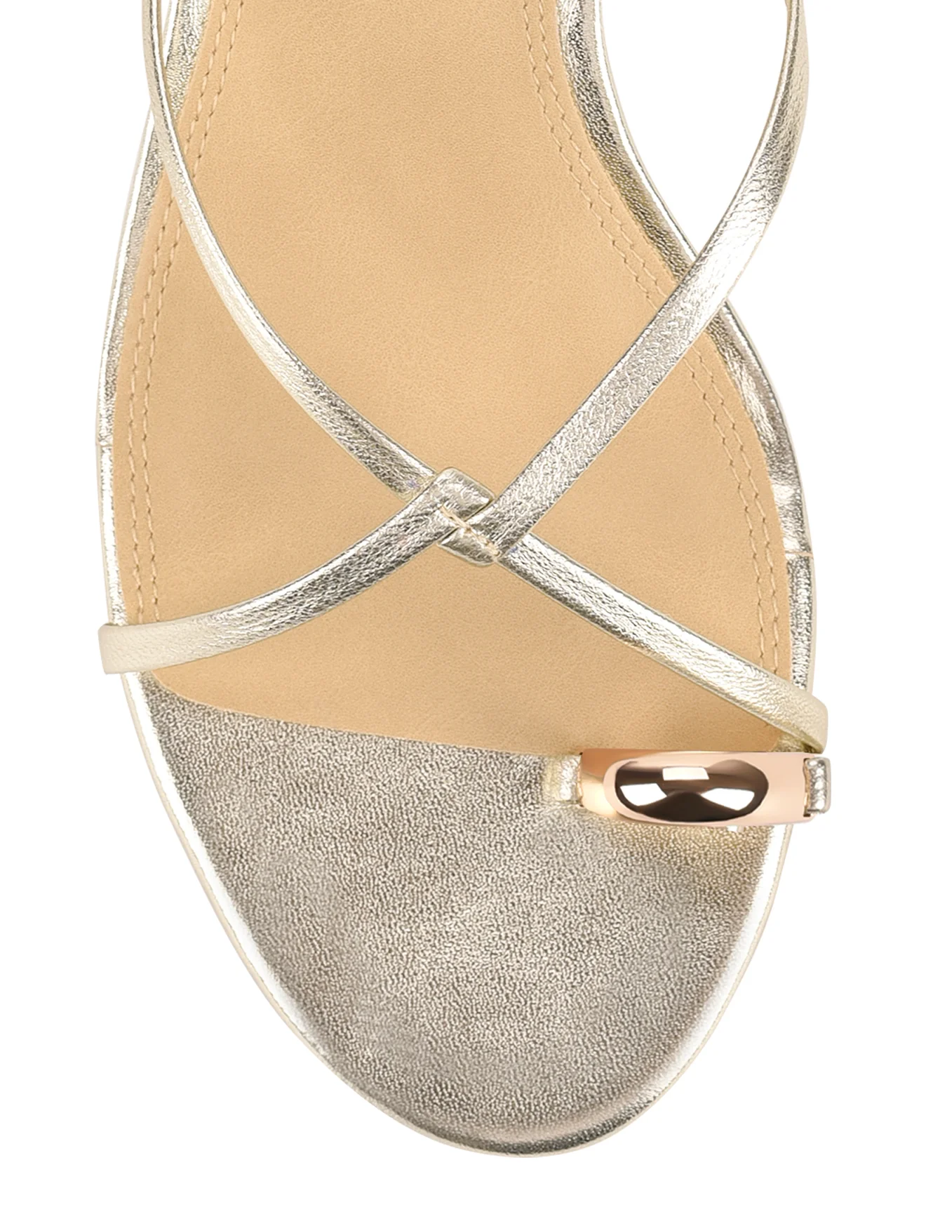 Xane Kitten Heel Thongs - Gold Metallic Leather - Image 5