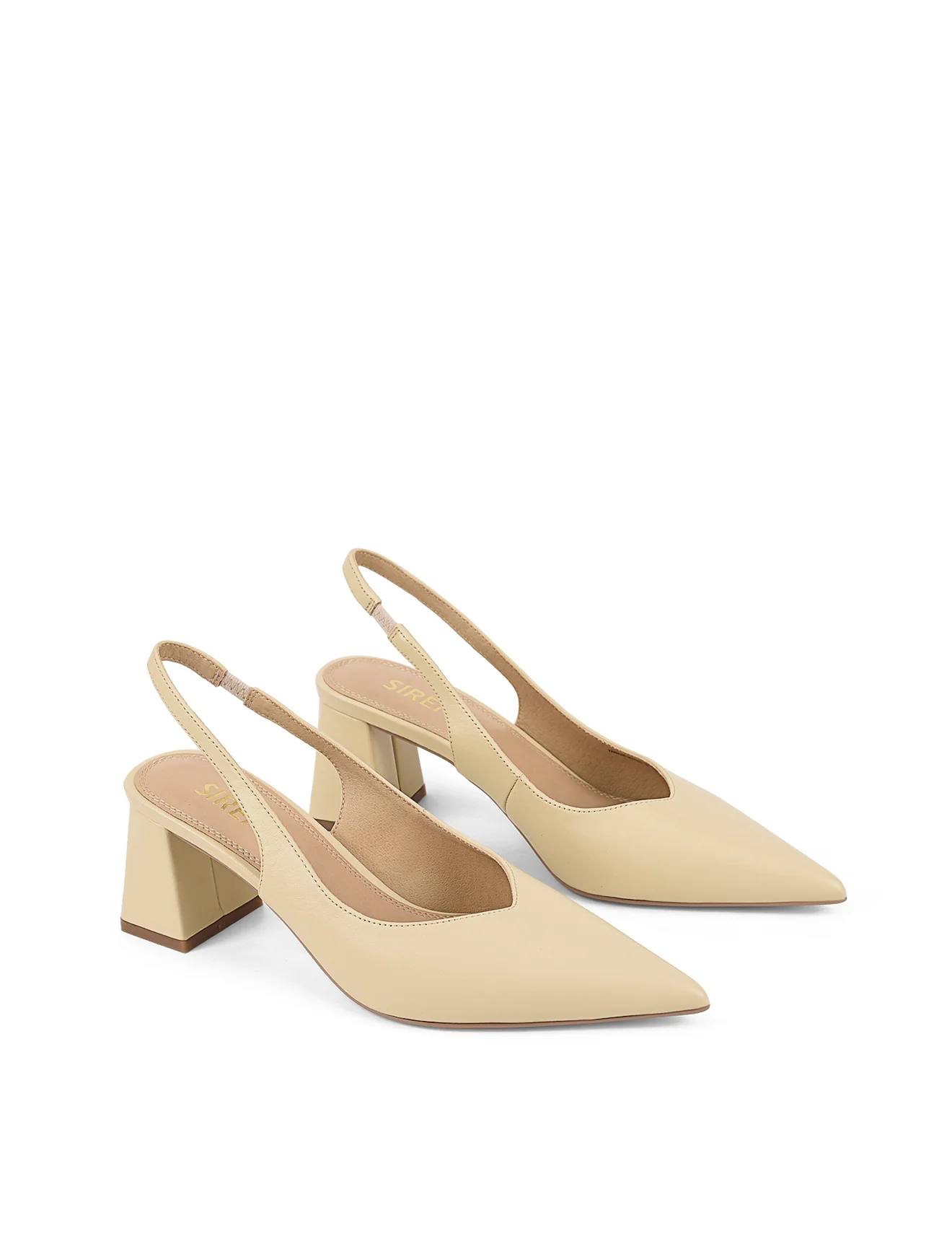 Yankee Slingback Block Heel - Custard Yellow Leather - Image 6