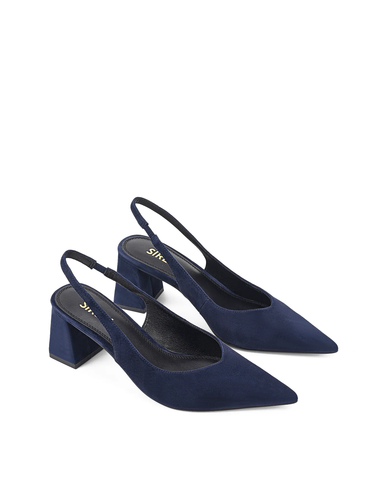 Yankee Slingback Block Heel - Navy Blue Suede - Image 3