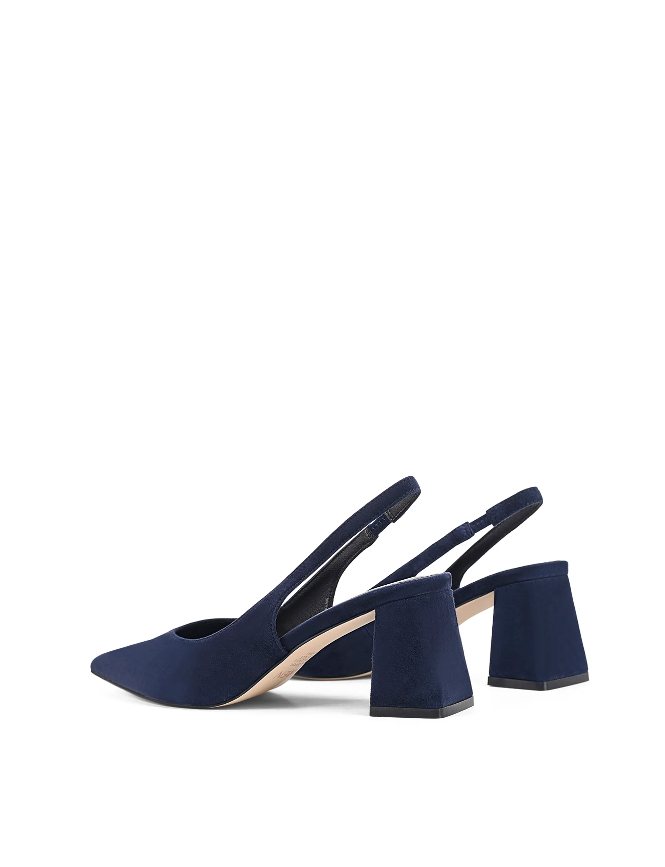 Yankee Slingback Block Heel - Navy Blue Suede - Image 4