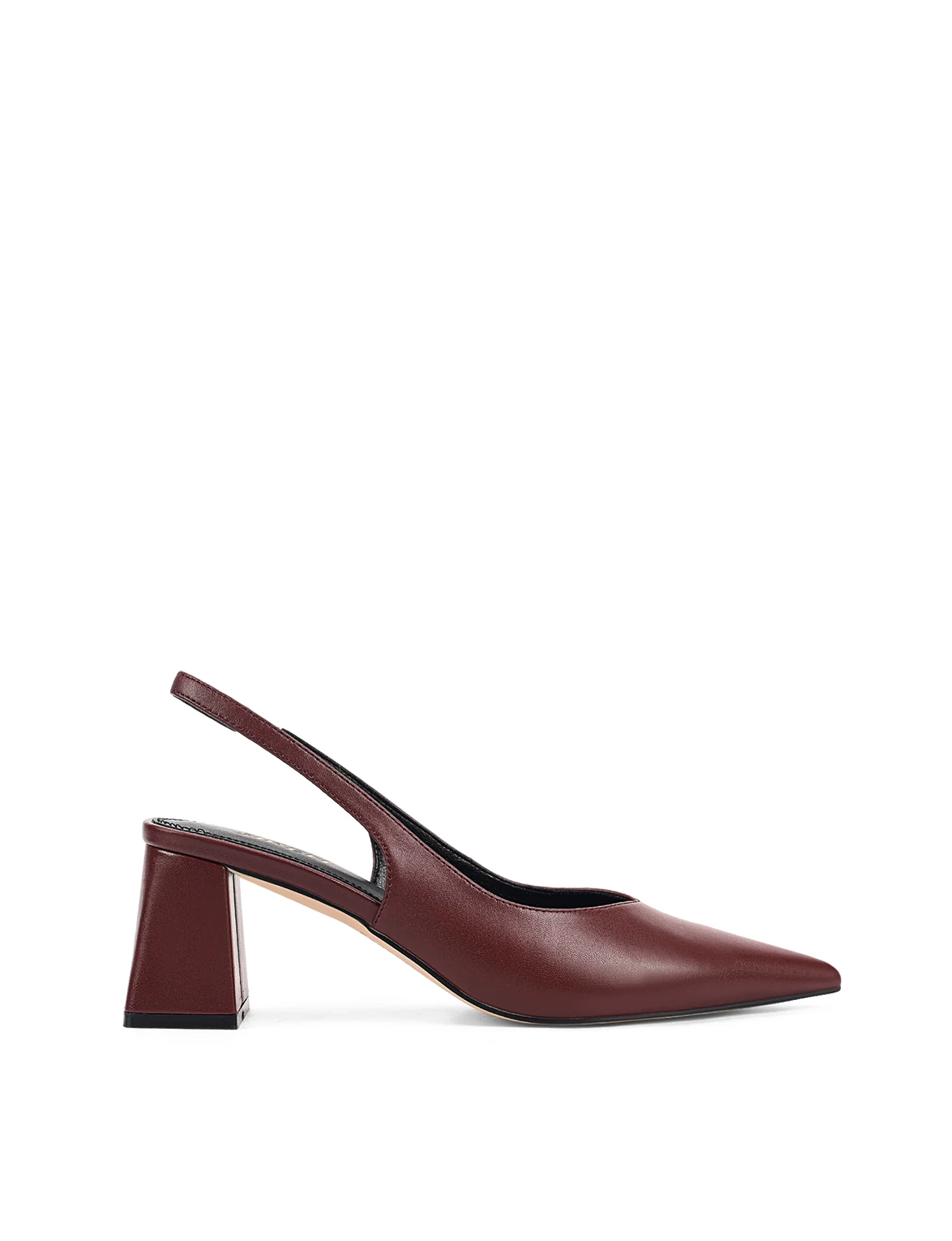Yankee Slingback Block Heel - Wine Leather