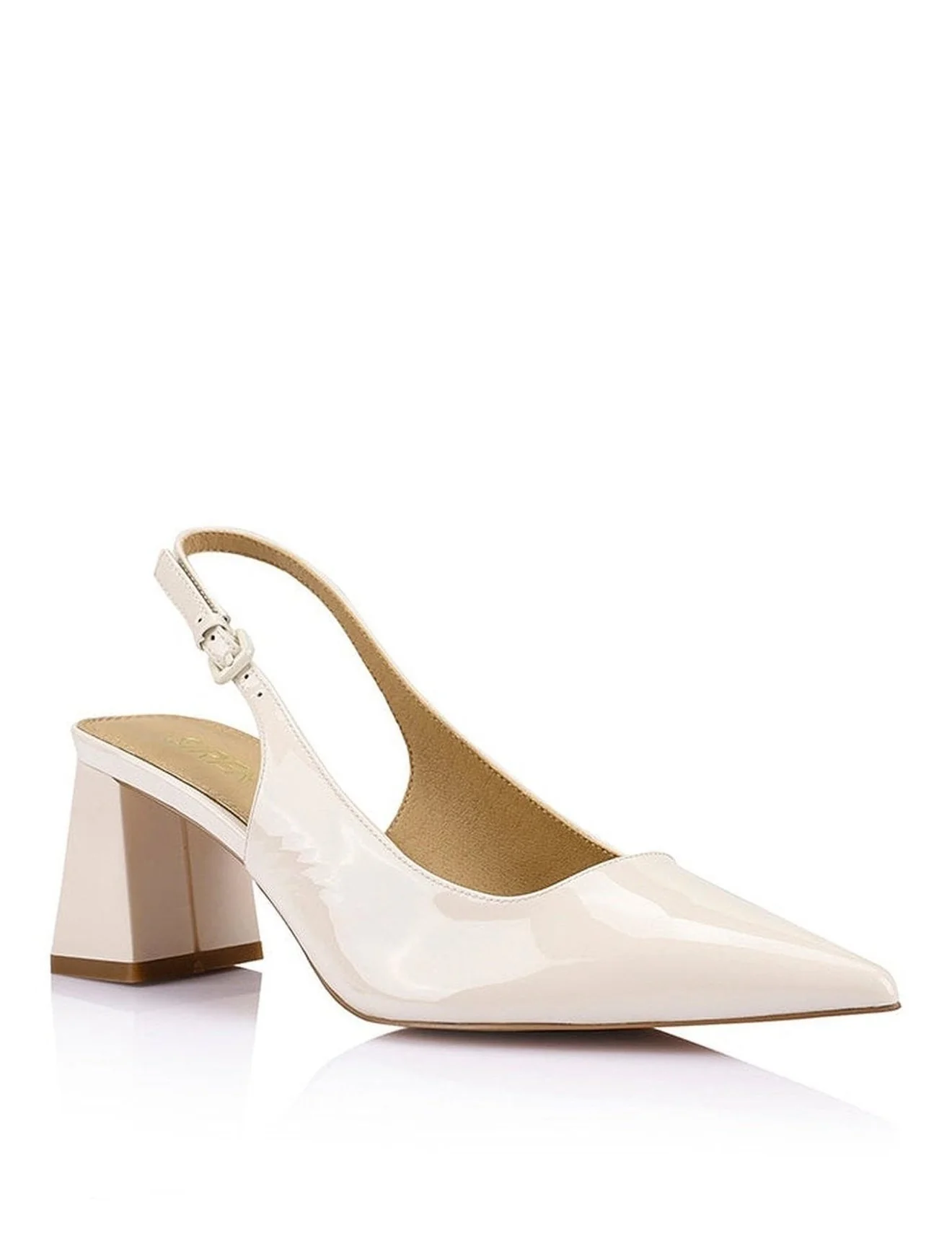 Yarra Pointed Toe Slingbacks - Chalk Patent Leather - Image 3